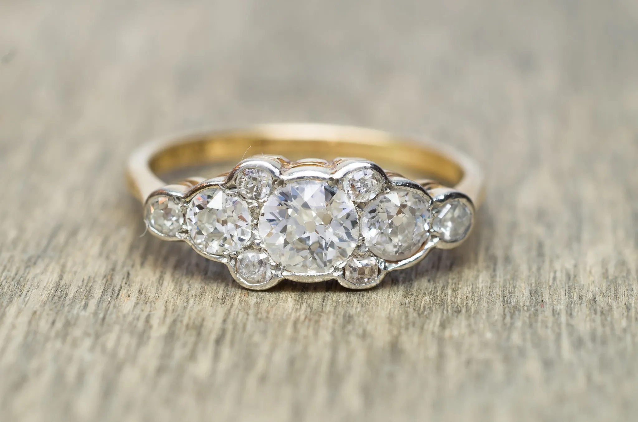0.76CTW ANTIQUE OLD EUROPEAN 5 DIAMOND STYLE ANNIVERSARY RING