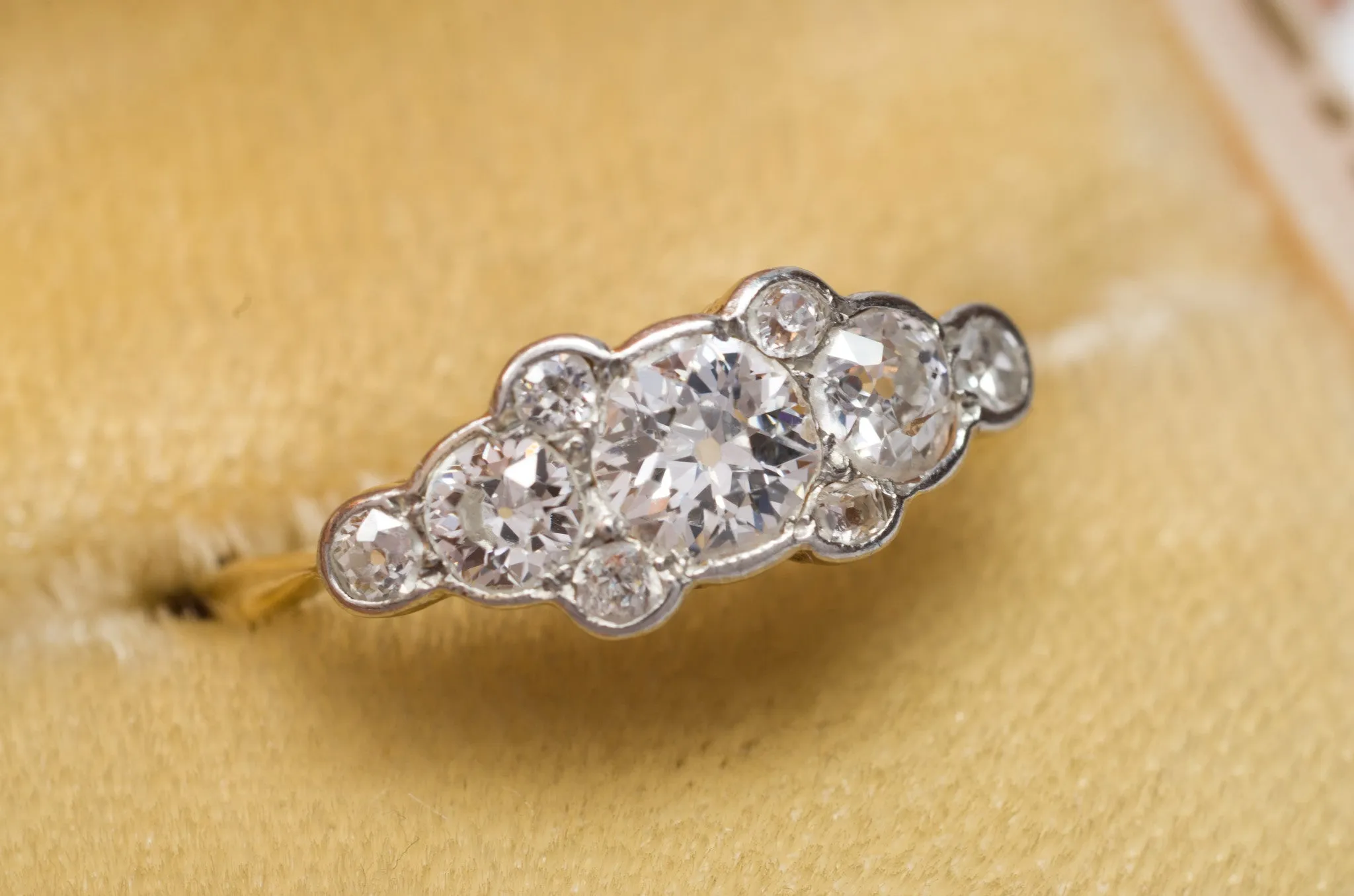 0.76CTW ANTIQUE OLD EUROPEAN 5 DIAMOND STYLE ANNIVERSARY RING
