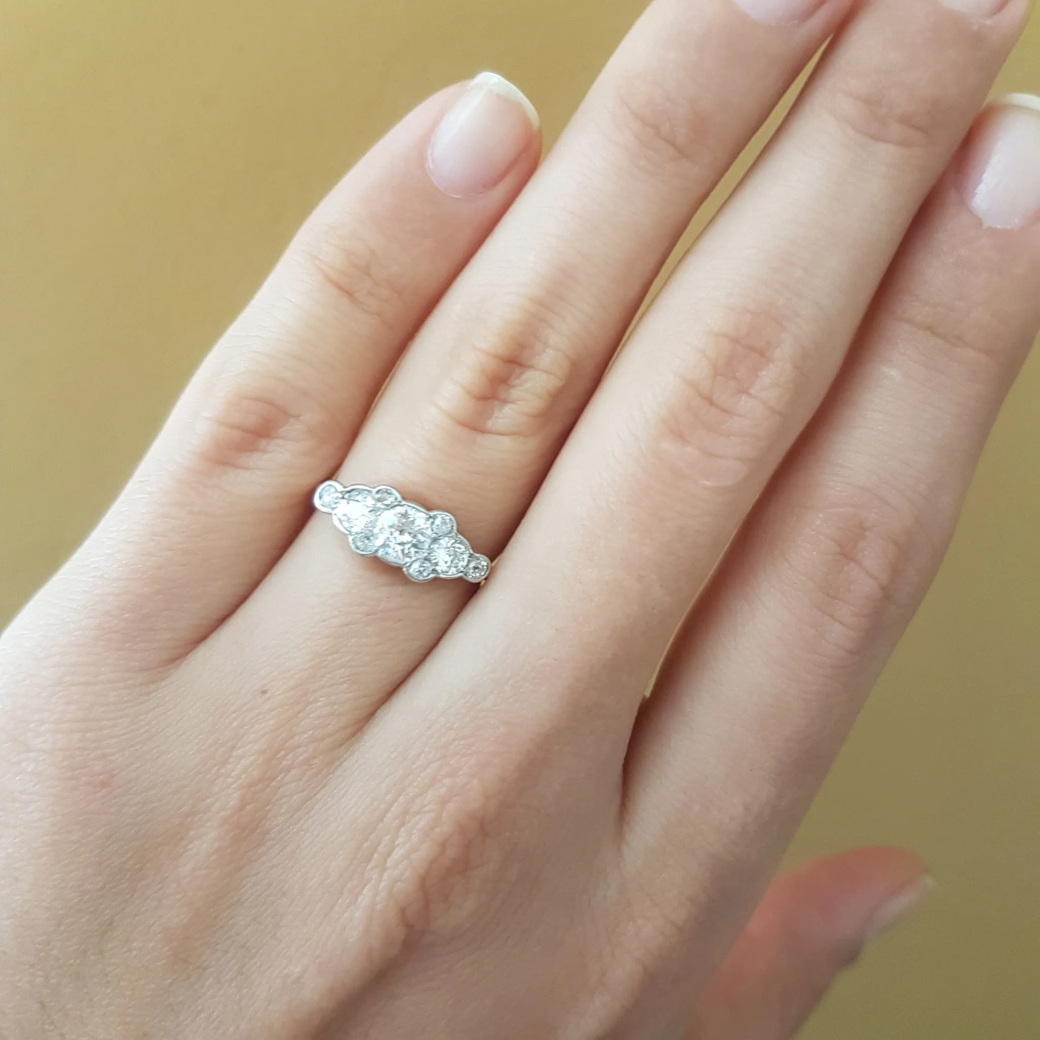 0.76CTW ANTIQUE OLD EUROPEAN 5 DIAMOND STYLE ANNIVERSARY RING