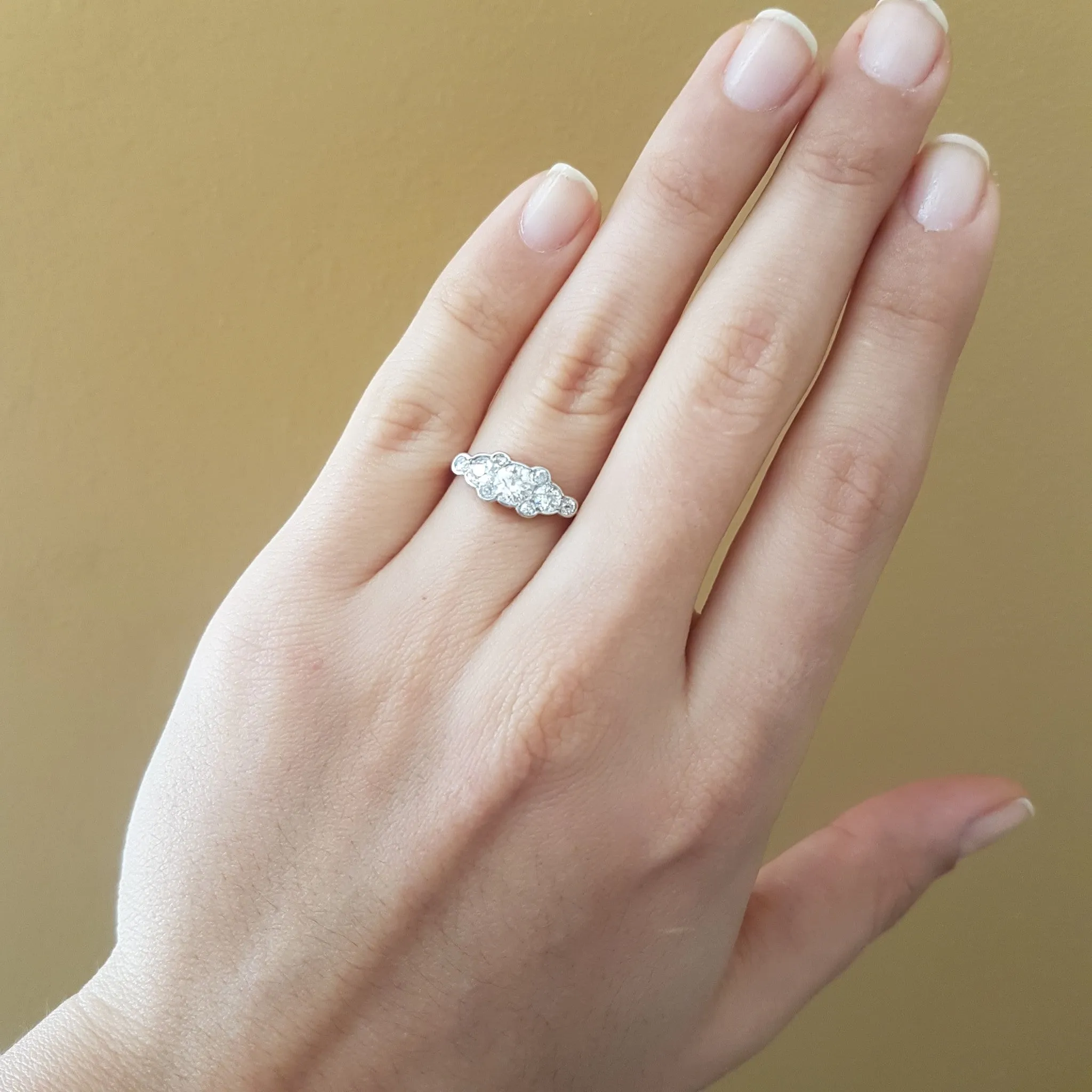0.76CTW ANTIQUE OLD EUROPEAN 5 DIAMOND STYLE ANNIVERSARY RING