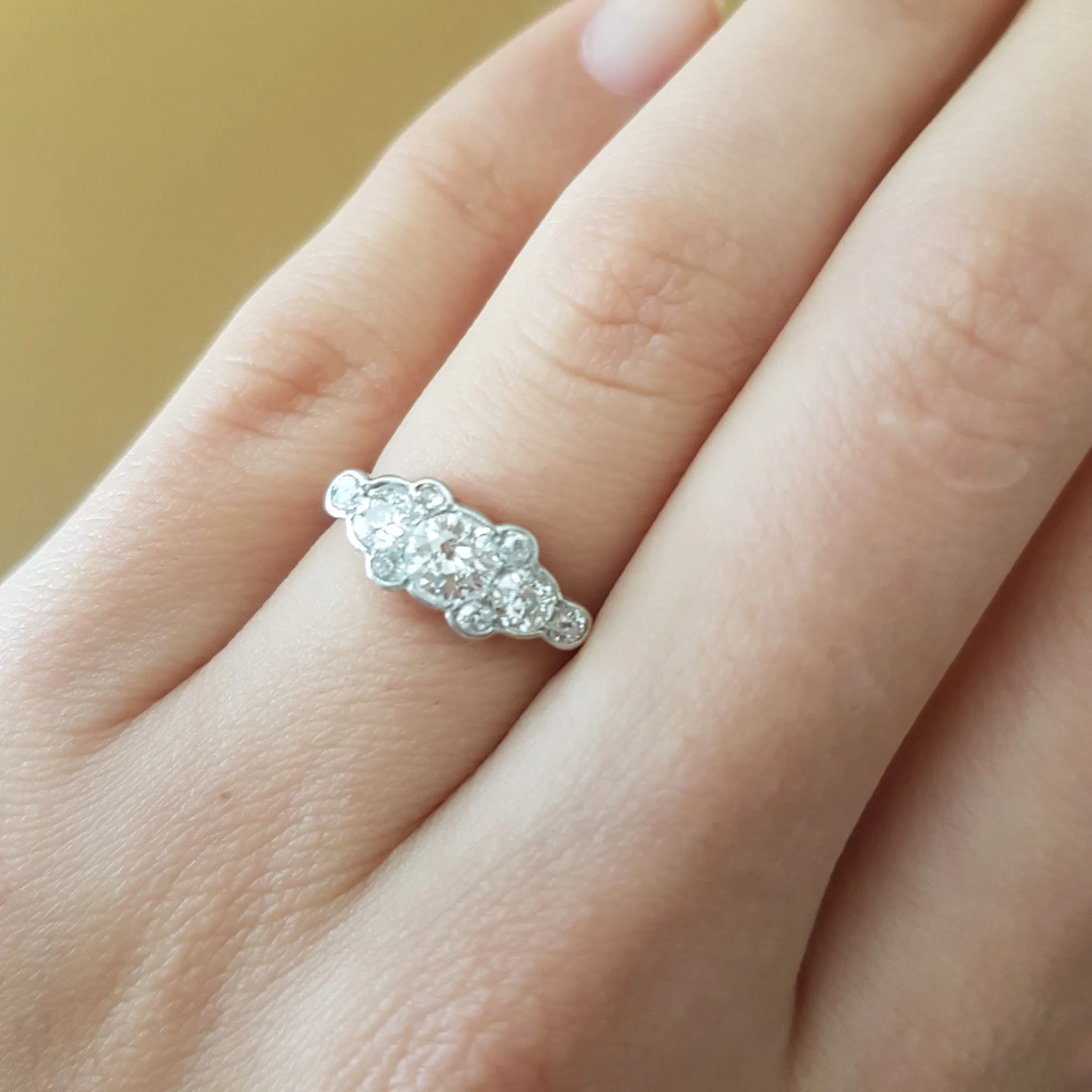 0.76CTW ANTIQUE OLD EUROPEAN 5 DIAMOND STYLE ANNIVERSARY RING