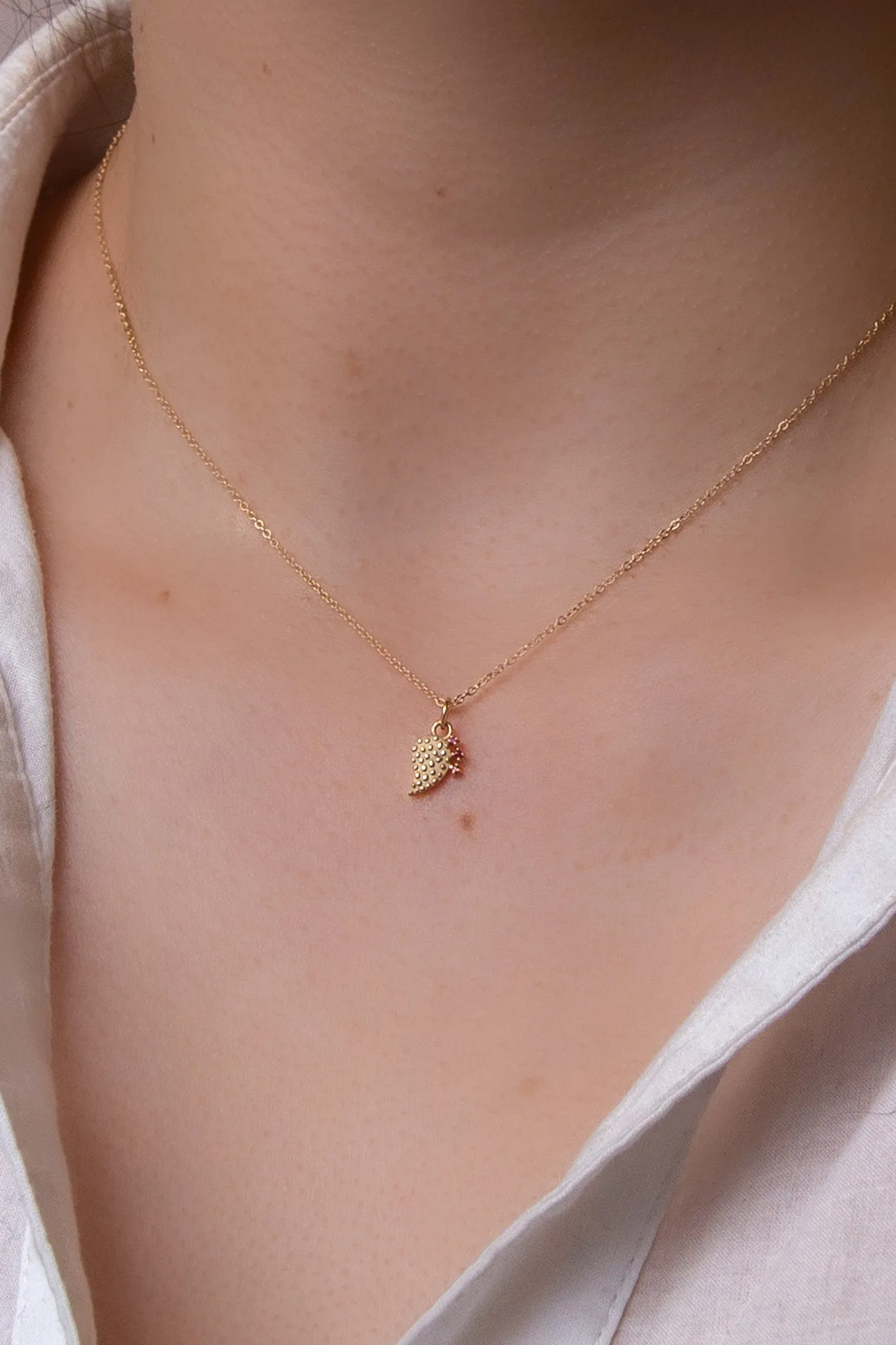 14K Ruby Tunas Nopalito Necklace 