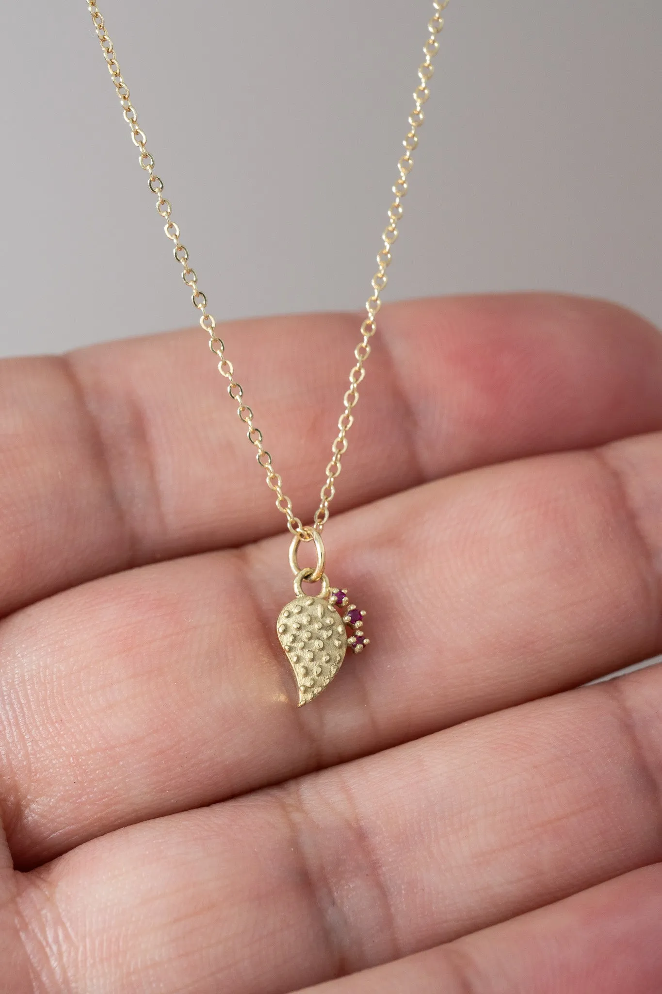 14K Ruby Tunas Nopalito Necklace 