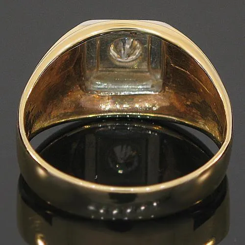 14K Yellow Solid Gold Mens Diamond Solitaire Ring 0.35 Ctw