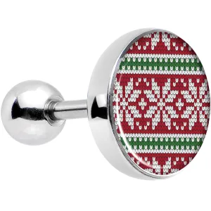 16 Gauge 1/4 Red Green Christmas Sweater Tragus Cartilage Earring