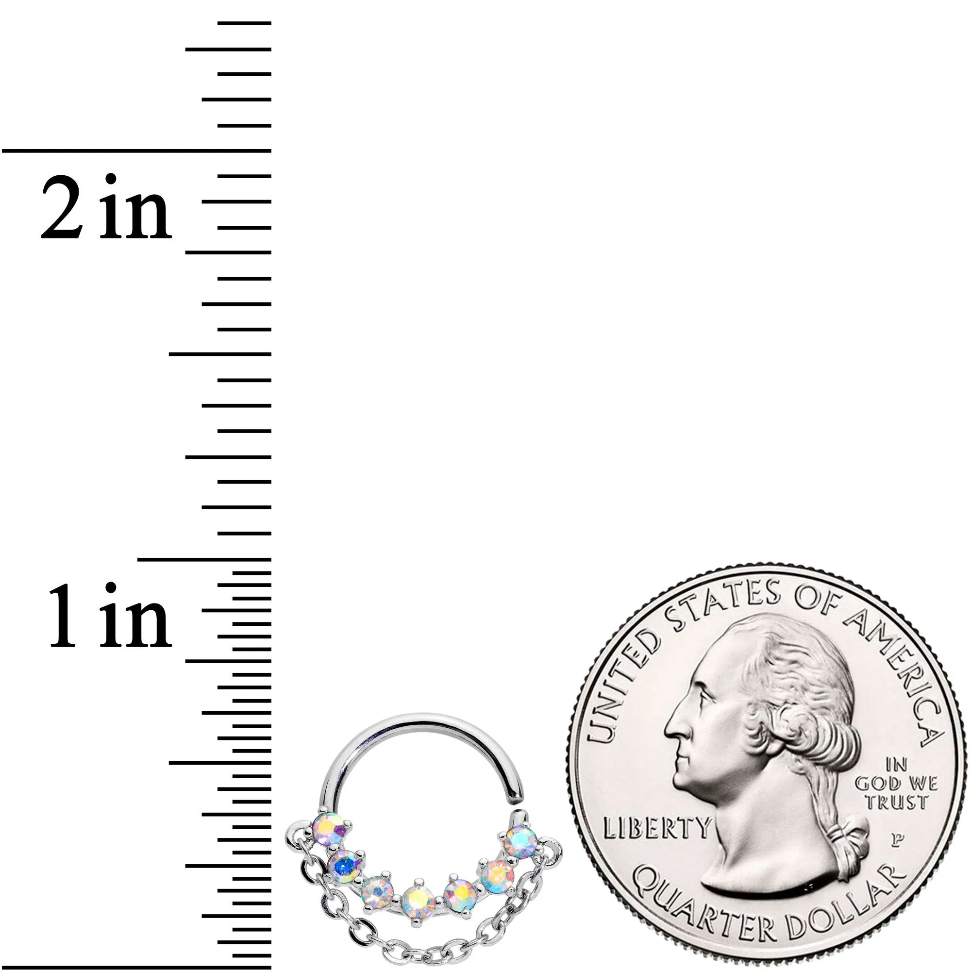 16 Gauge 3/8 Aurora Gem Garland Hanging Chain Seamless Circular Ring