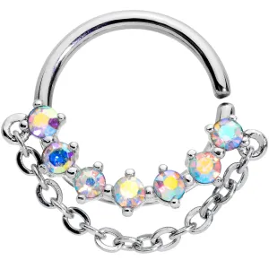 16 Gauge 3/8 Aurora Gem Garland Hanging Chain Seamless Circular Ring