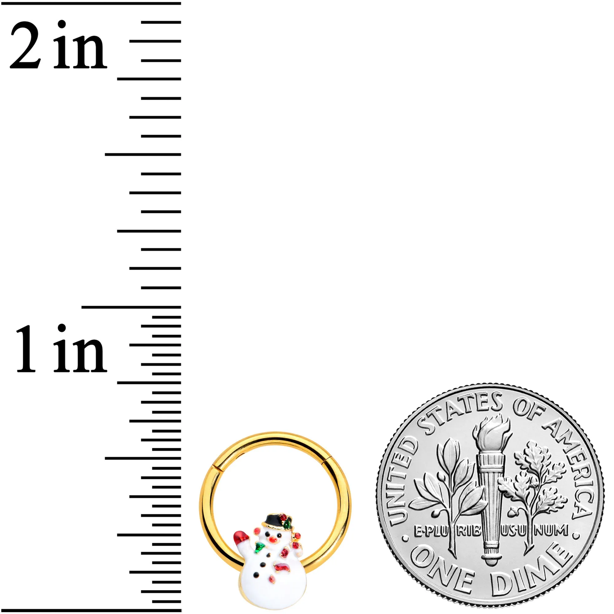 16 Gauge 3/8 Gold Tone Waving Snowman Christmas Hinged Segment Ring