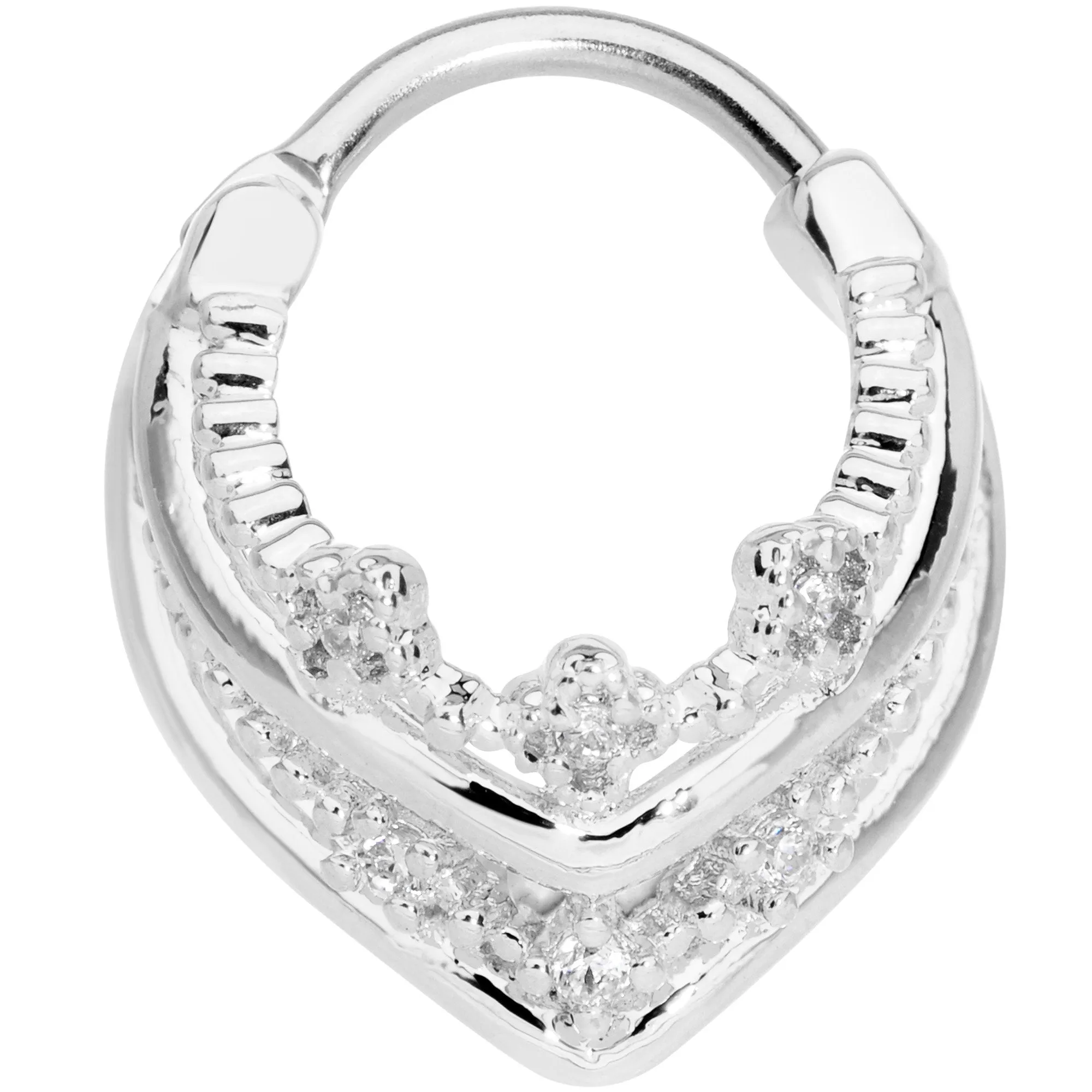 16 Gauge 3/8 Pretty Princess Hinged Septum Ring
