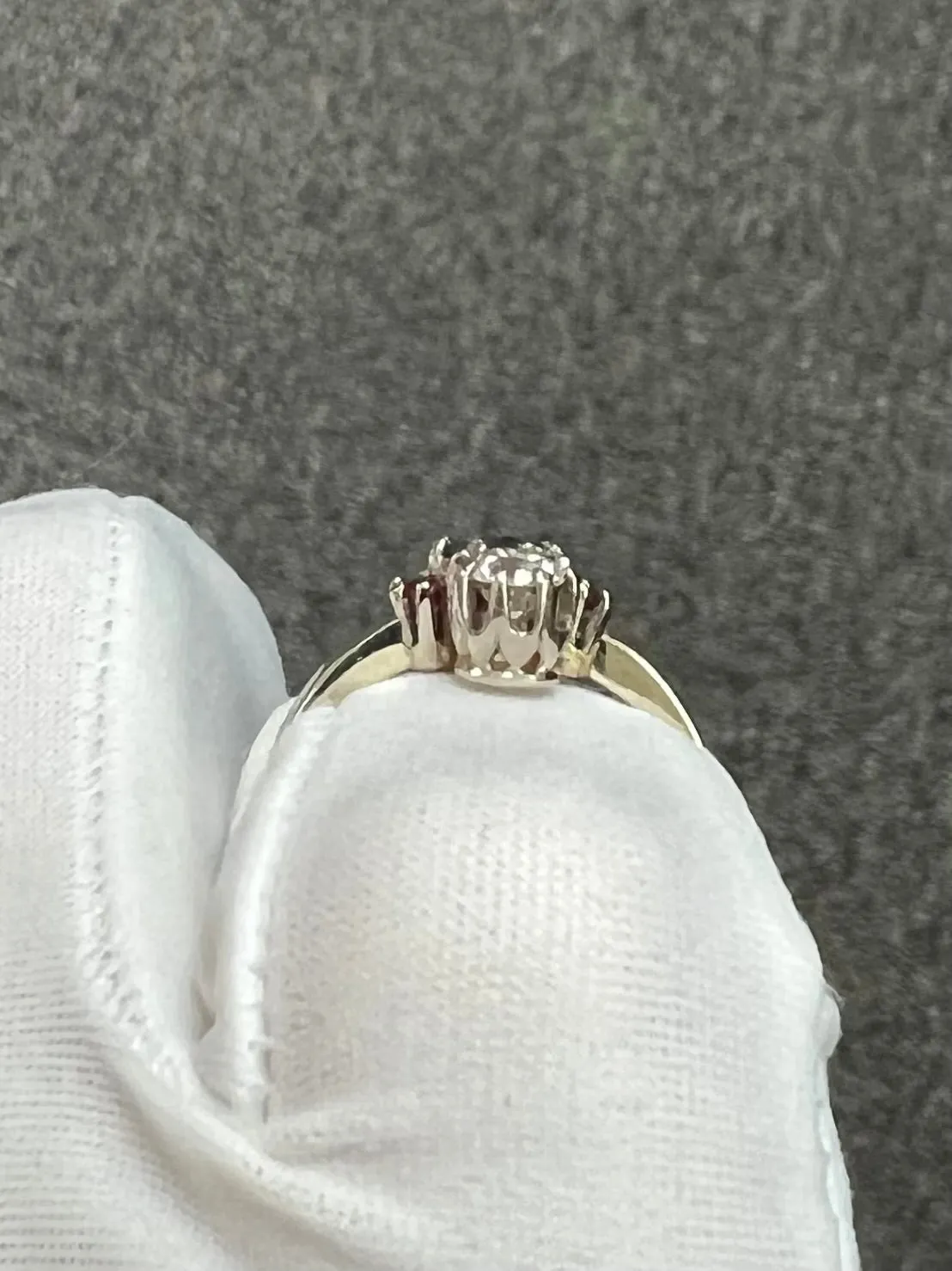 1950s Sapphire Diamond Ruby White Gold Vintage Engagement Ring