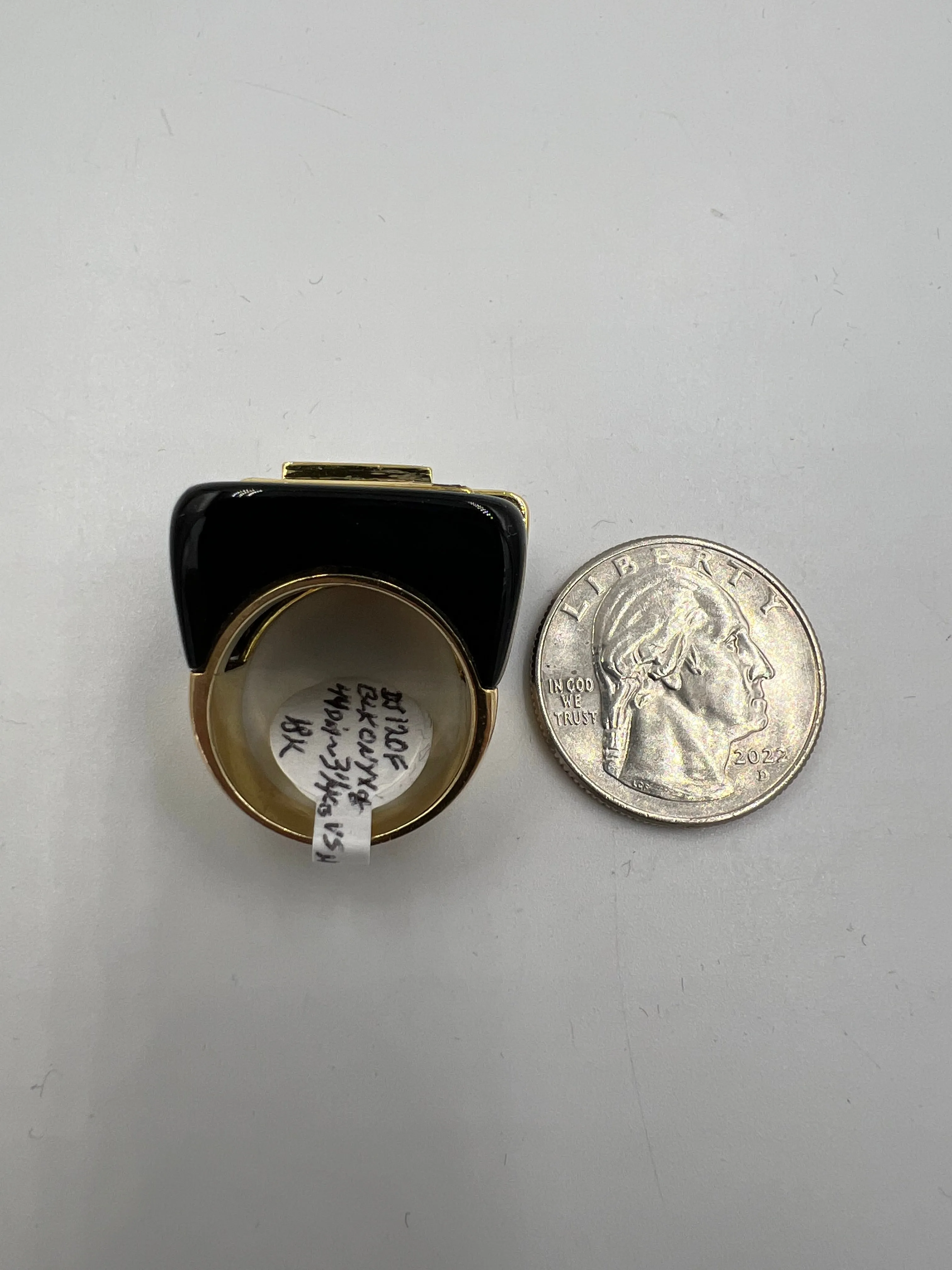 1970s Diamond Black Onyx 18k Yellow Gold Cocktail Ring