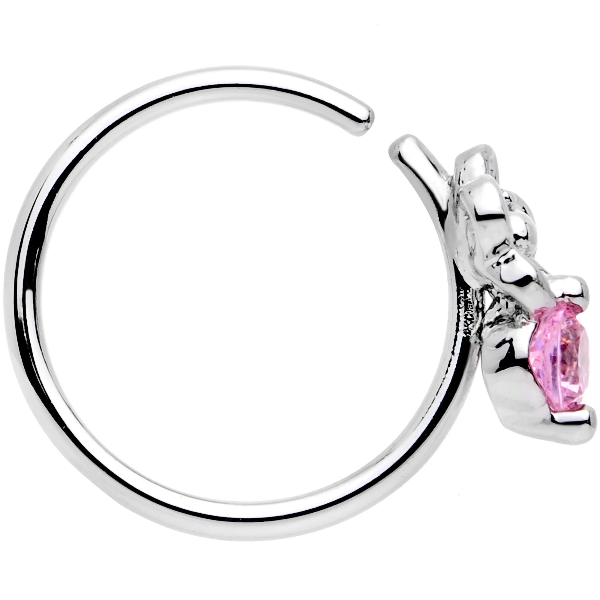 20 Gauge 5/16 Pink Gem Flower Seamless Circular Ring