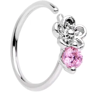 20 Gauge 5/16 Pink Gem Flower Seamless Circular Ring