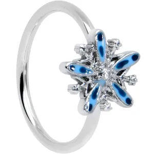 20 Gauge 5/16 Snowflake Blues Christmas Nose Hoop