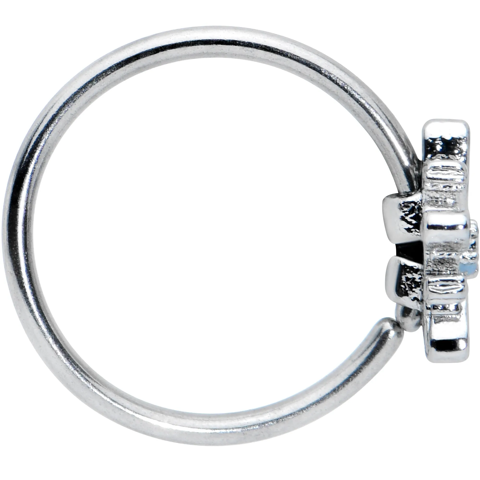 20 Gauge 5/16 Snowflake Blues Christmas Nose Hoop