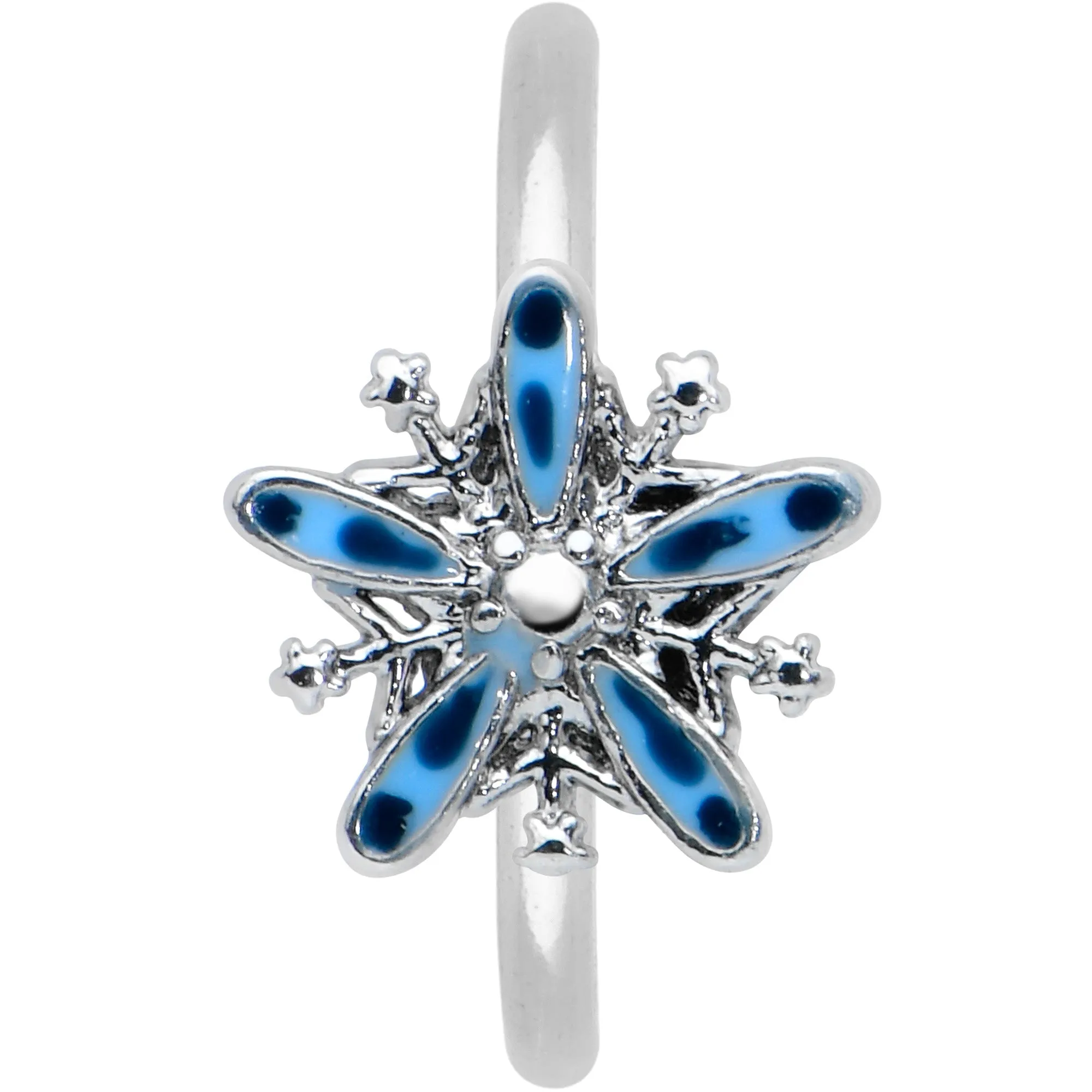 20 Gauge 5/16 Snowflake Blues Christmas Nose Hoop