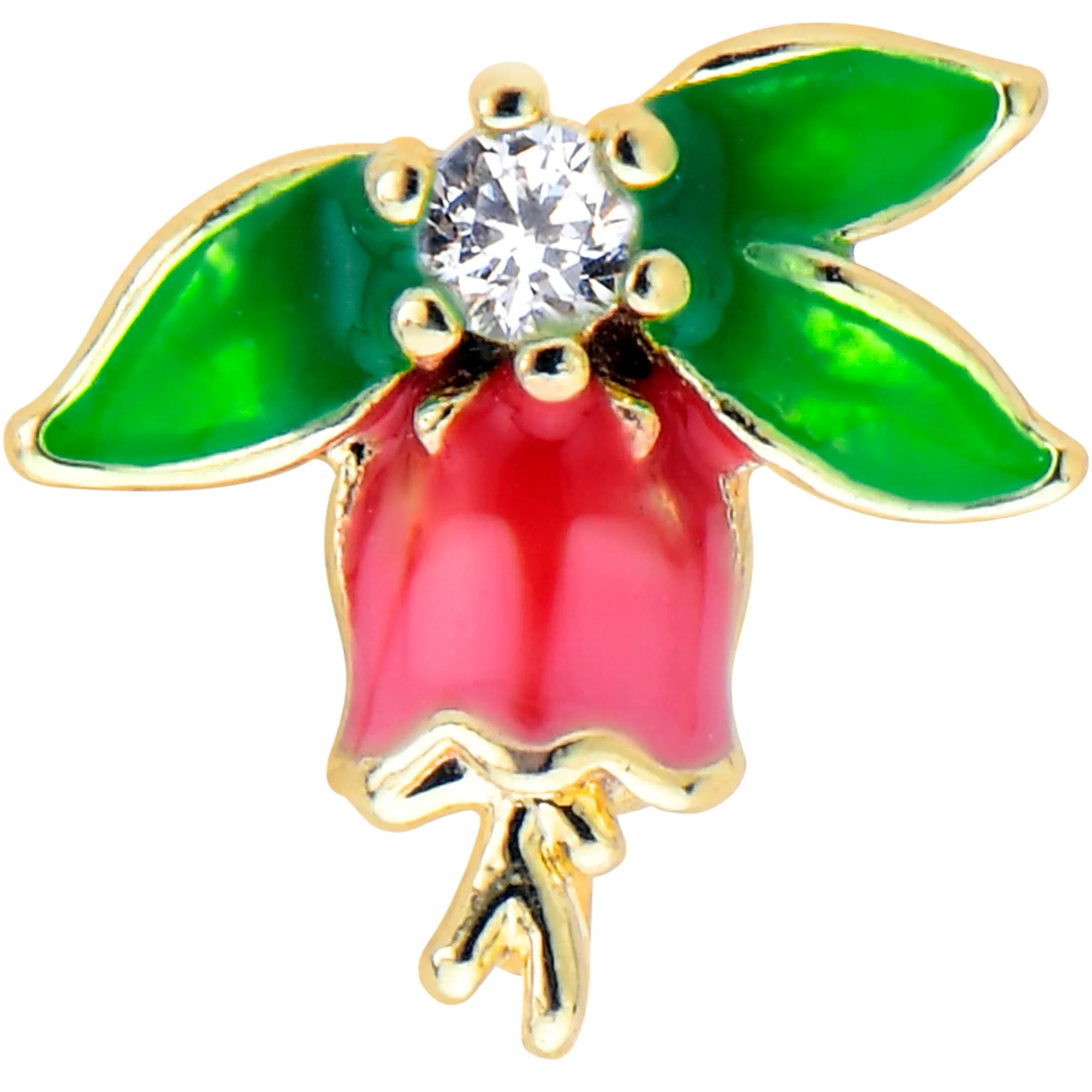20 Gauge 7mm Clear CZ Gem Bell Flower L Shape Nose Ring