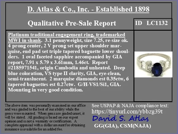 2.08ctw Sapphire and Diamond Ring, GIA No-Heat
