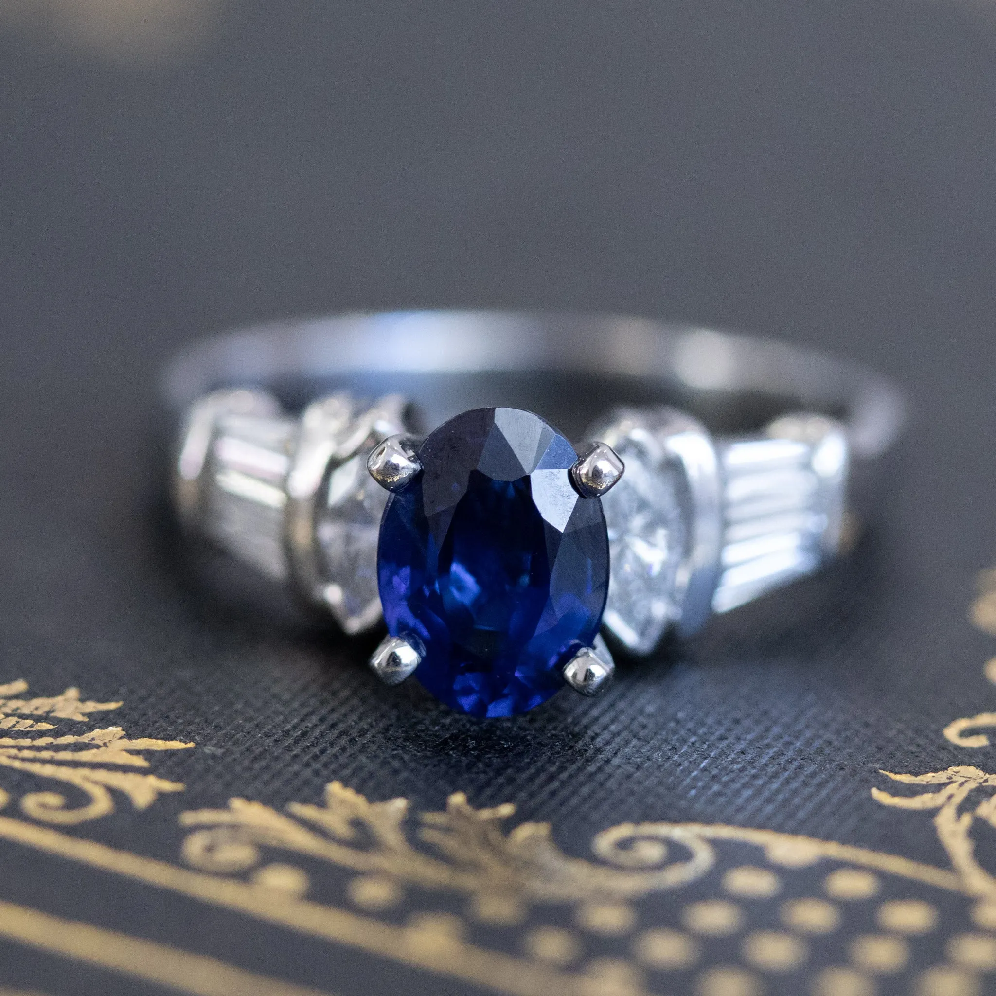 2.08ctw Sapphire and Diamond Ring, GIA No-Heat