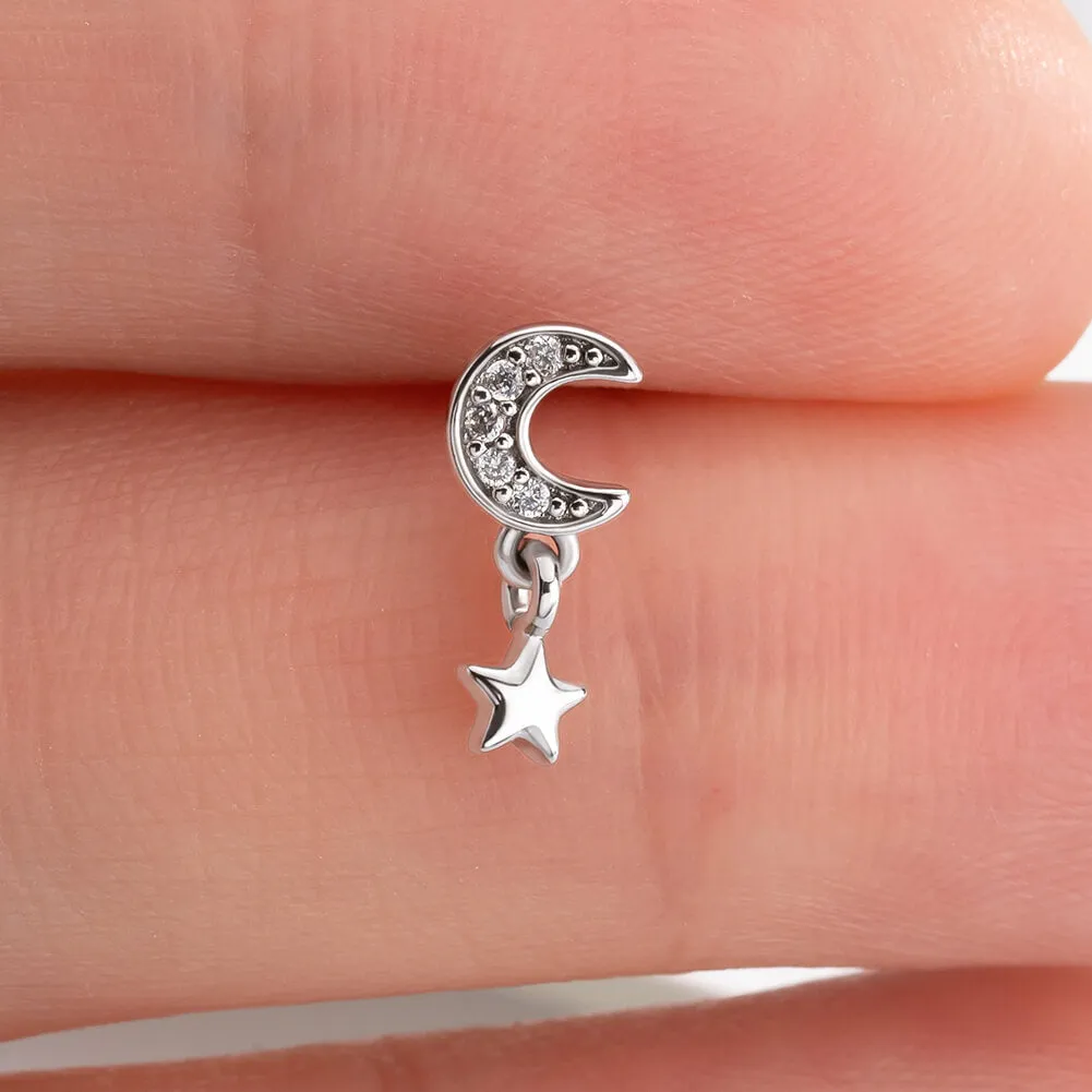 20G Moon & Star L Shape Nostril Stud