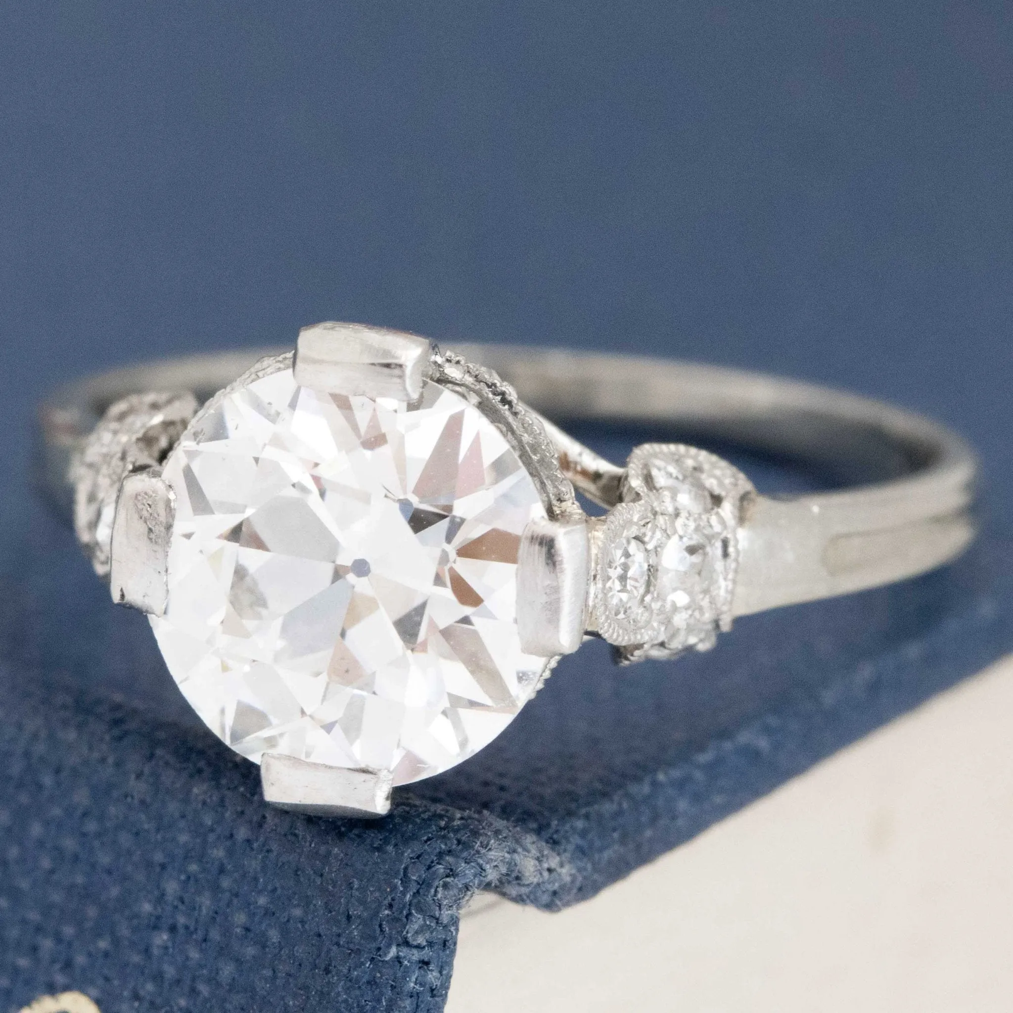 2.23ct Edwardian Old European Cut Diamond Solitaire