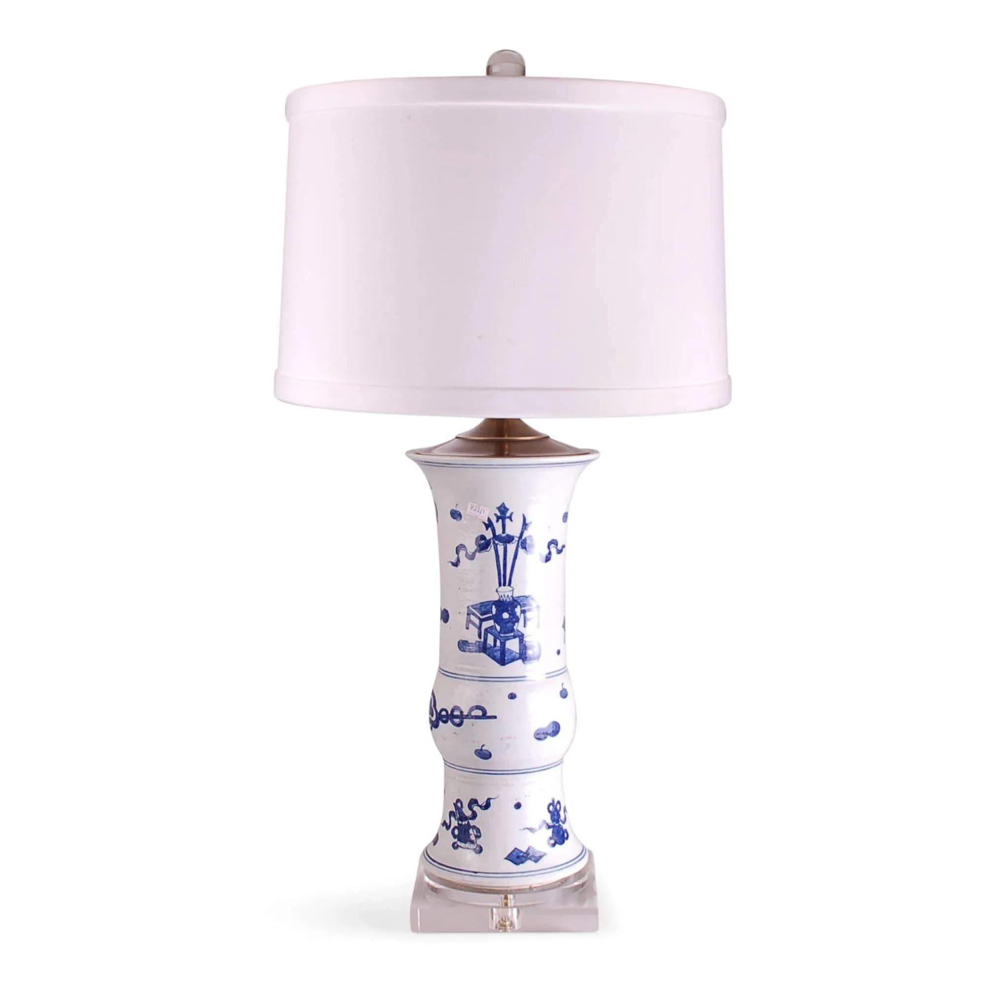31" Blue & White Eight Treasures Beaker Vase Lamp