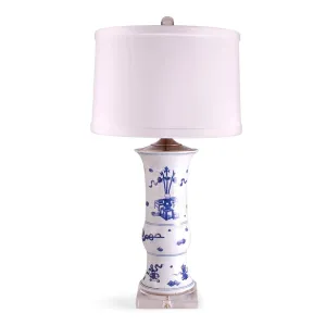 31" Blue & White Eight Treasures Beaker Vase Lamp