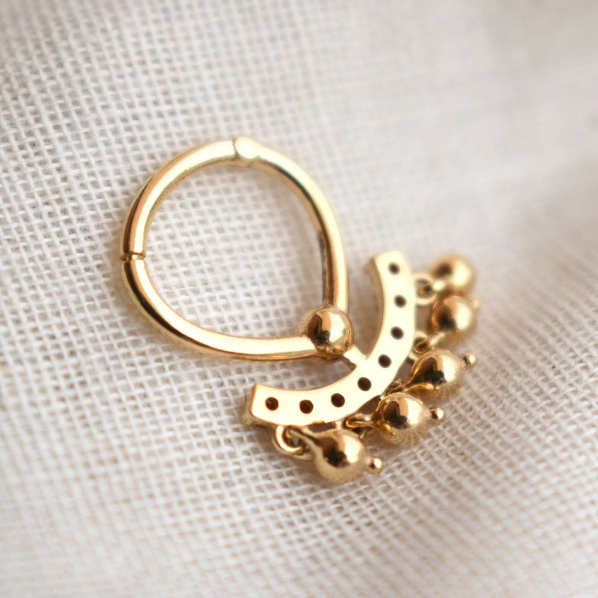 6 8 10mm Natural Garnet Clicker with Dangling Gold Balls