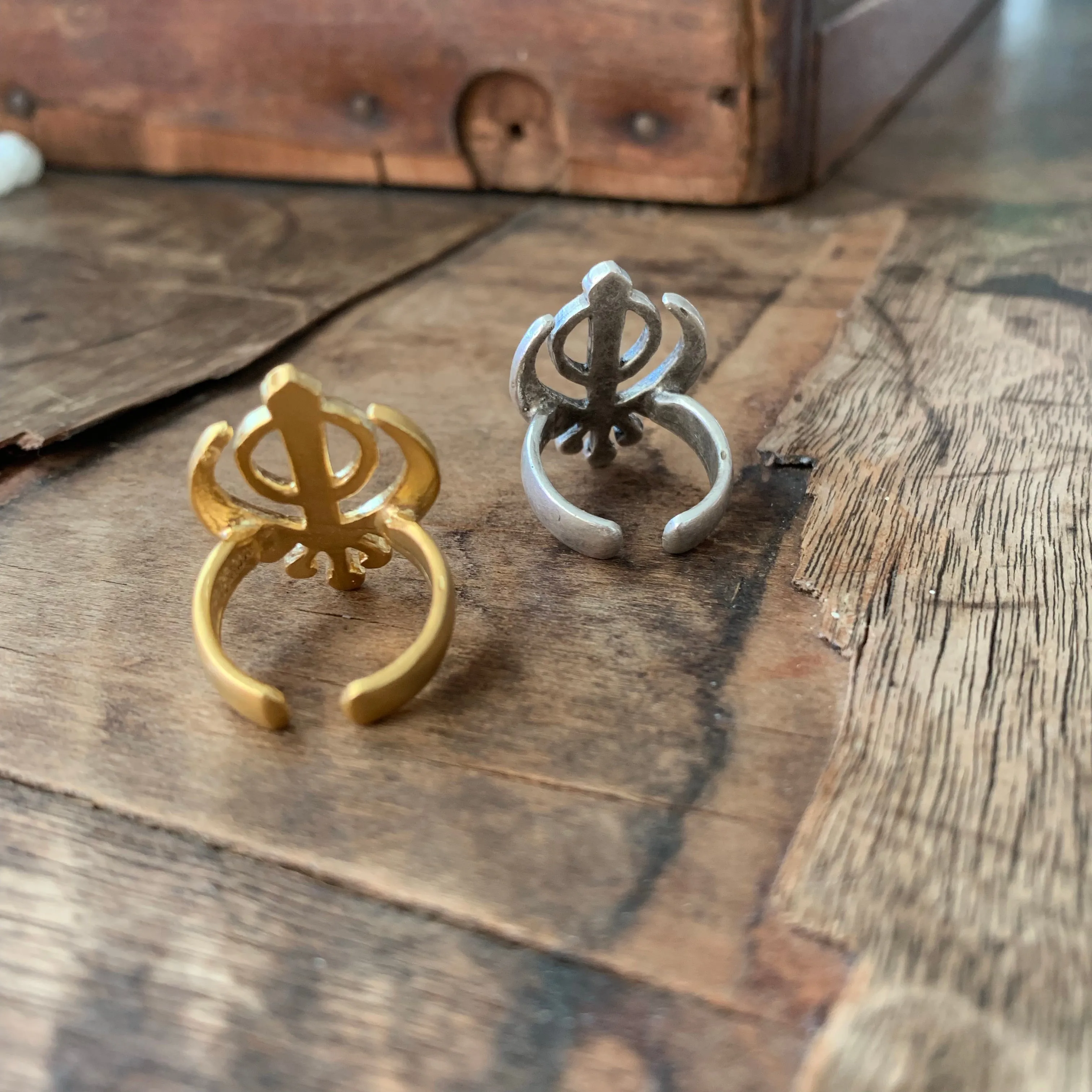Adi Shakti Symbol Adjustable Ring