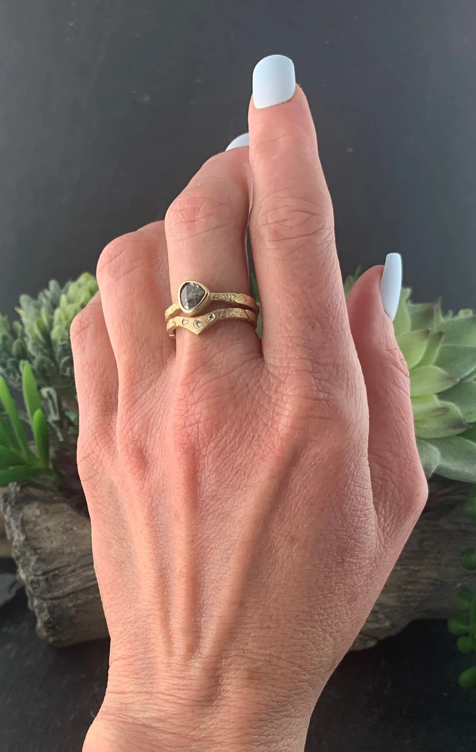 Alaria Solitaire and Rose Cut Pear Diamond