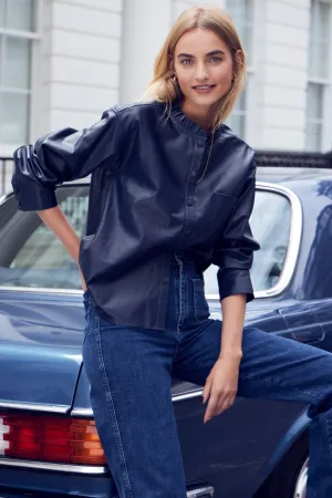 Alina Leather Shirt - Blue/Black