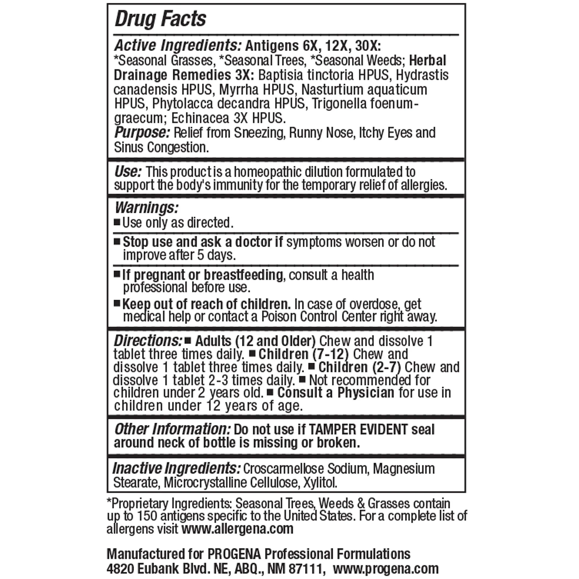 Allergena Seasonal Allergy Tabs