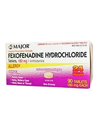 Allergy Relief Major® Fexofenadine 180 mg Strength Tablet 90 per Box