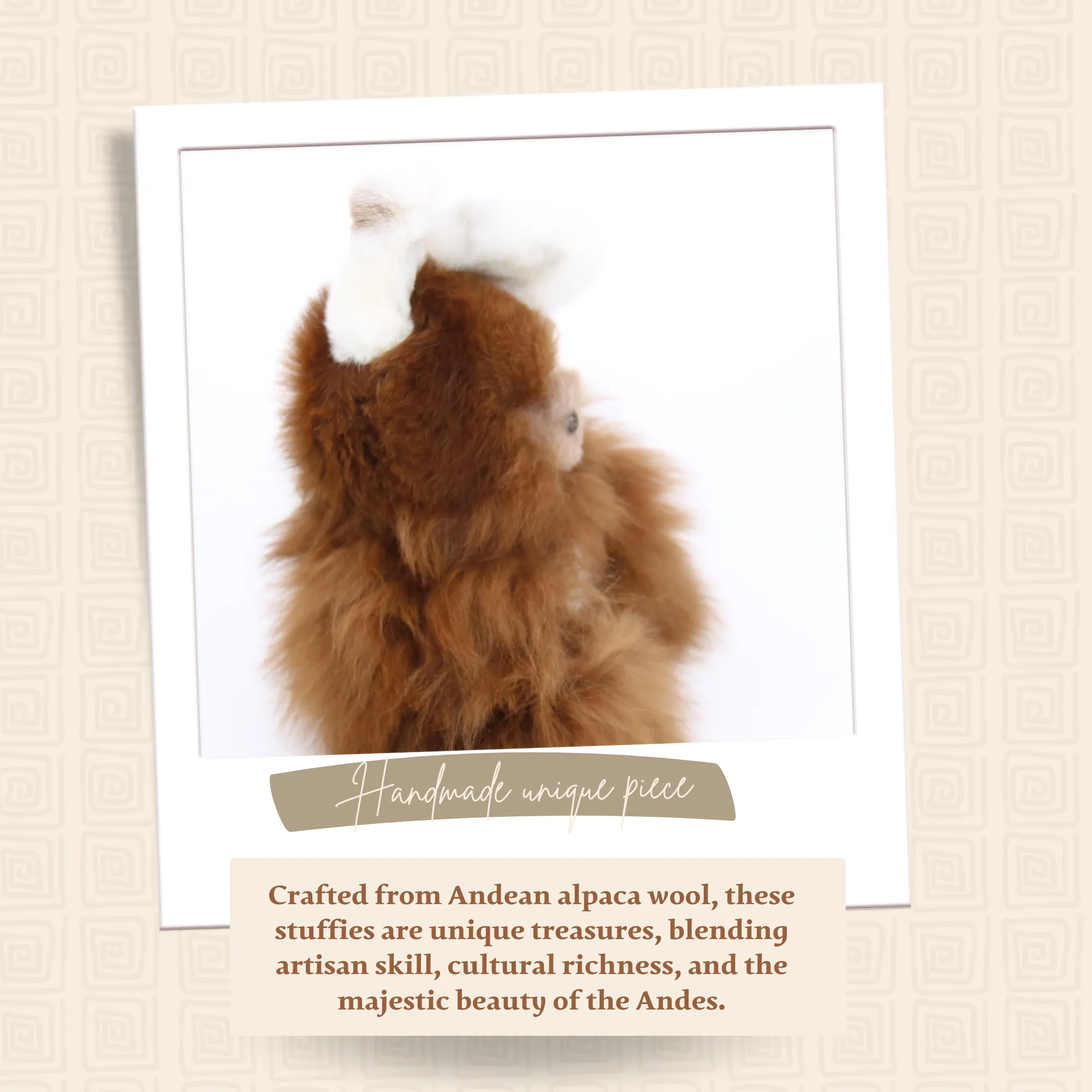 Alpaca Stuffed Bear (White & Brown Fur)