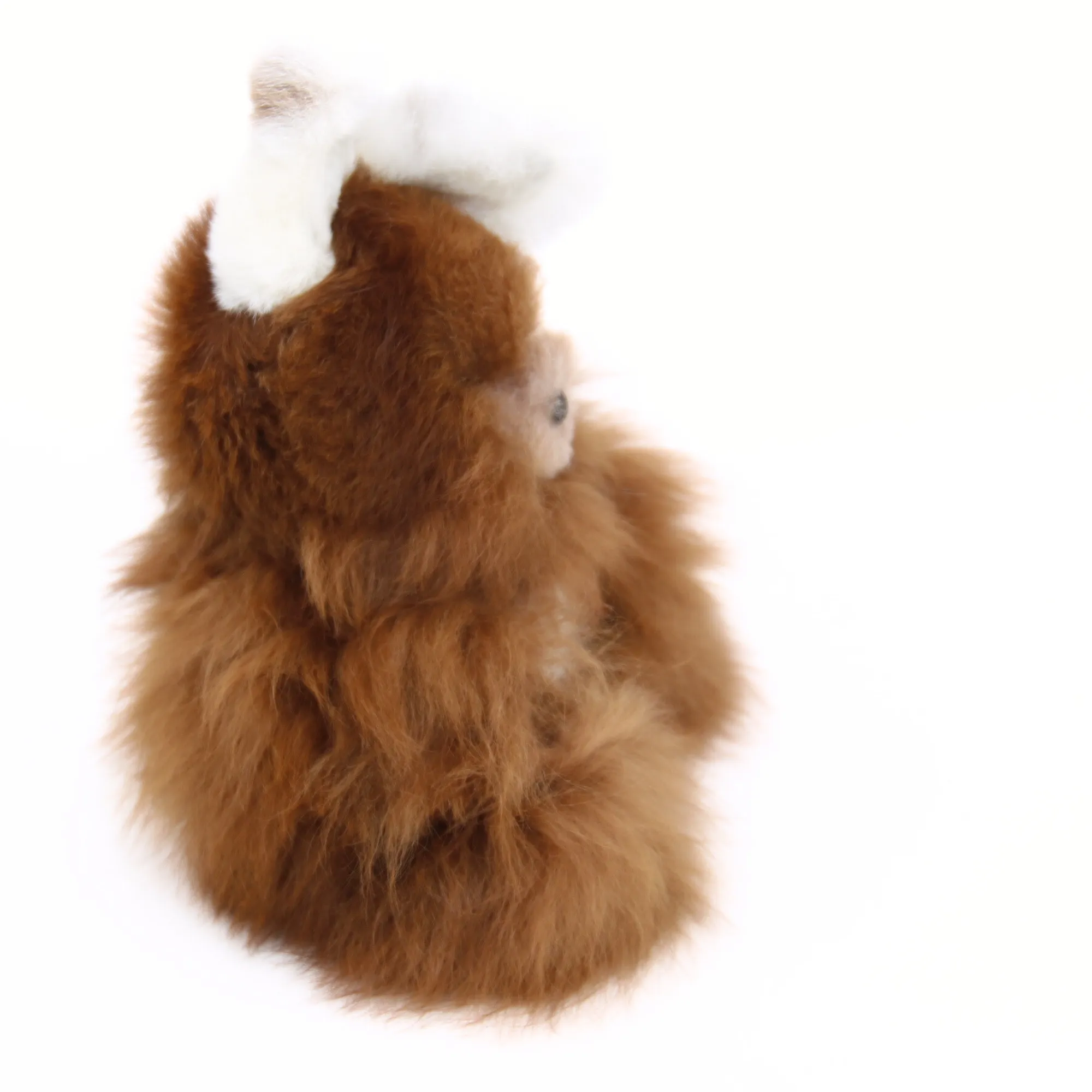 Alpaca Stuffed Bear (White & Brown Fur)
