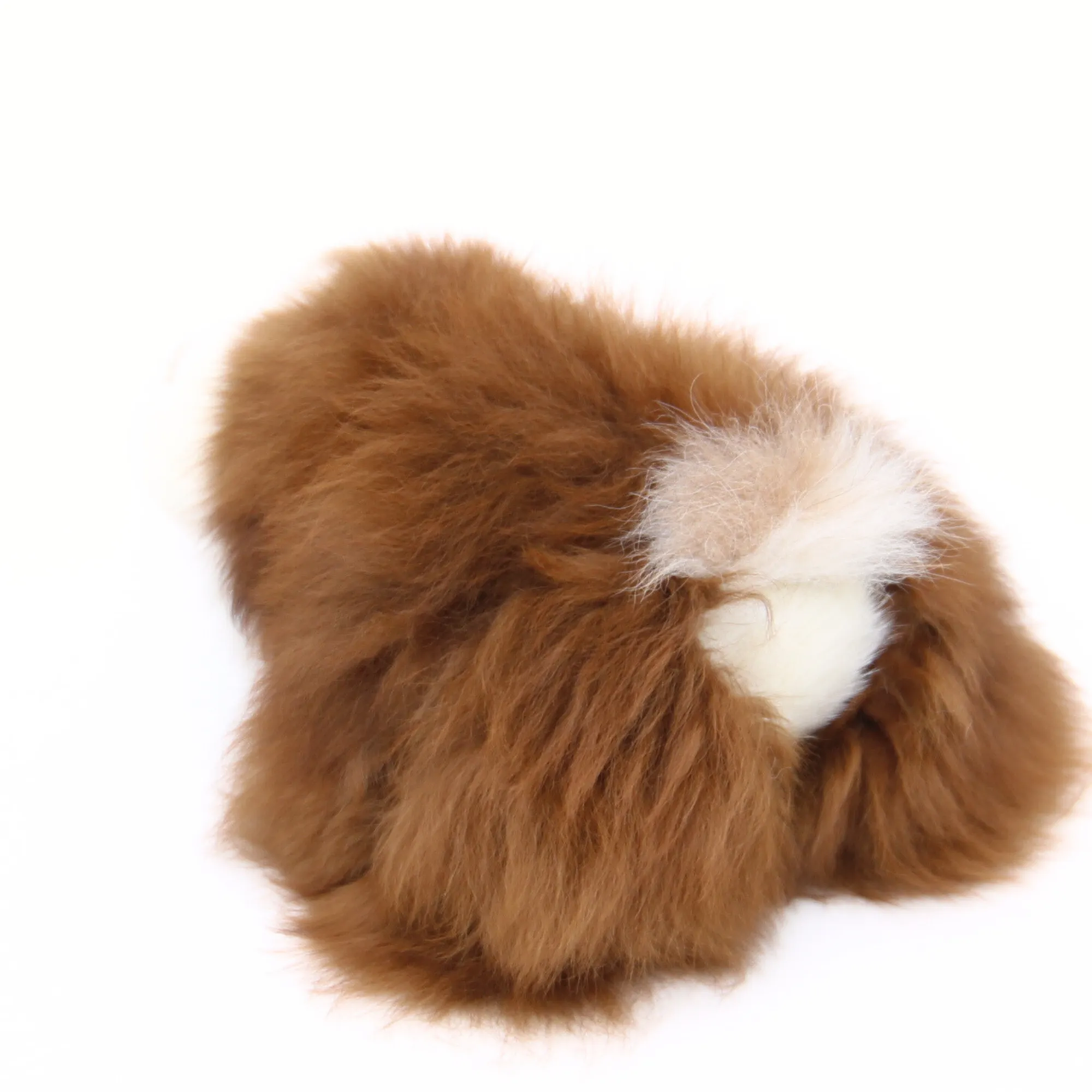Alpaca Stuffed Bear (White & Brown Fur)