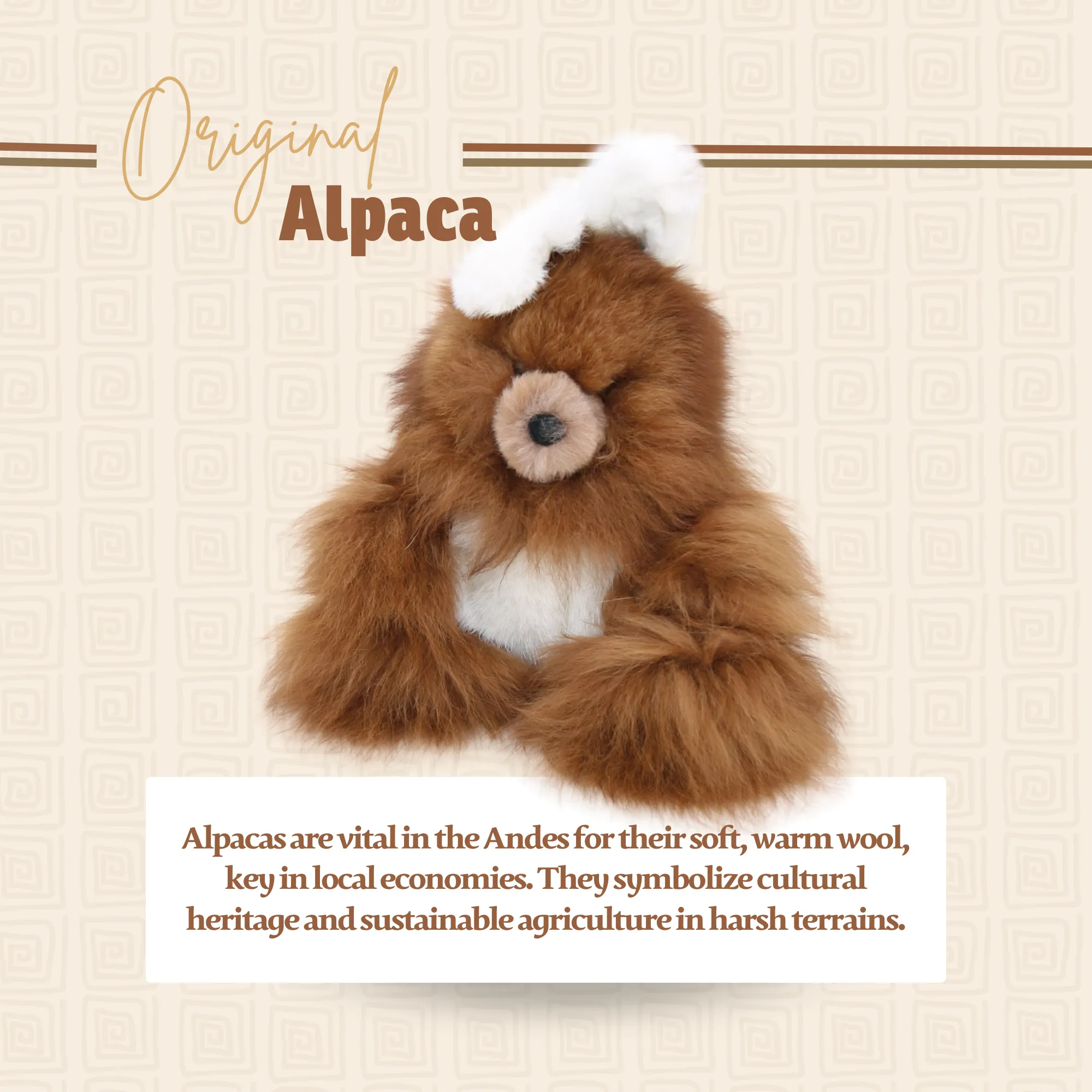 Alpaca Stuffed Bear (White & Brown Fur)