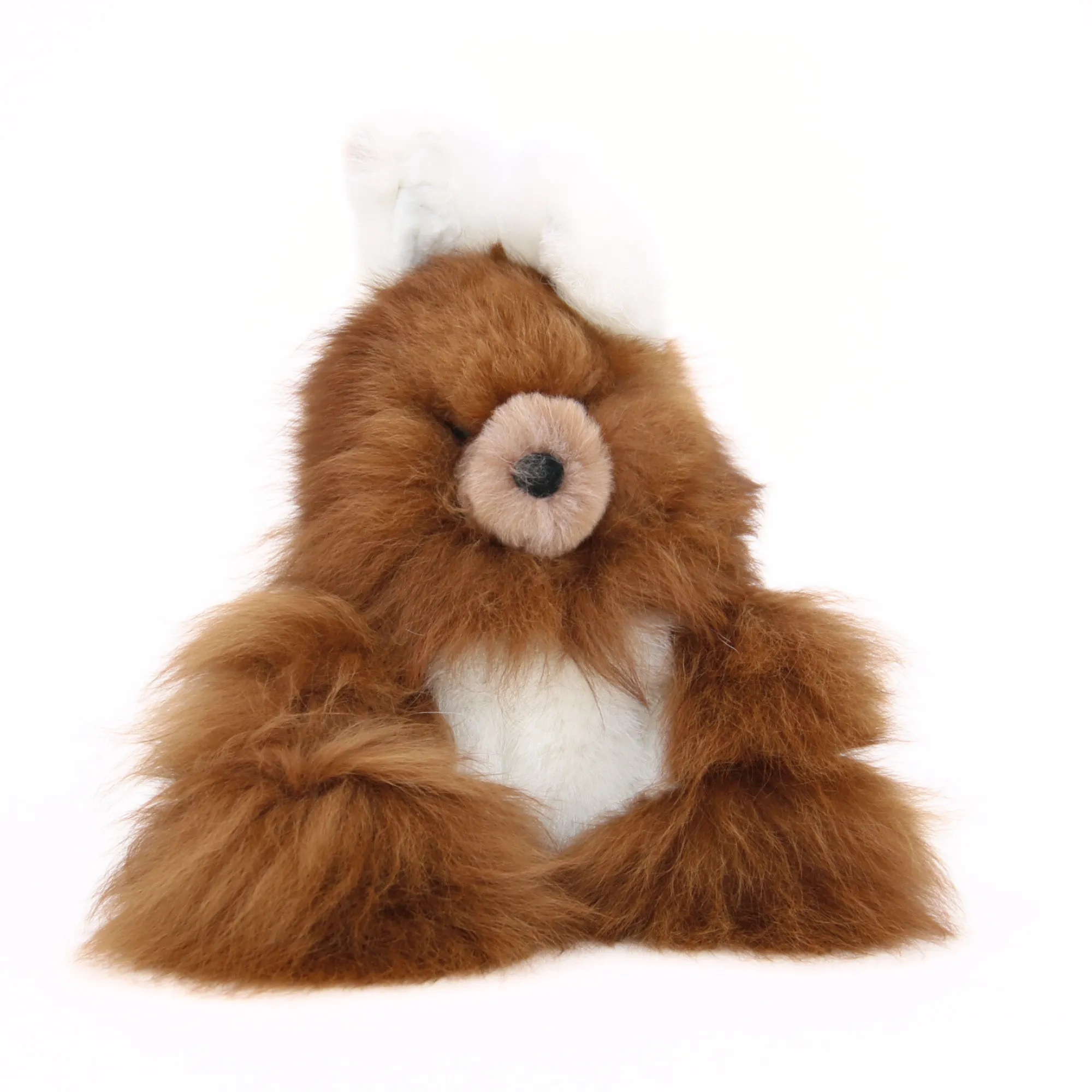 Alpaca Stuffed Bear (White & Brown Fur)