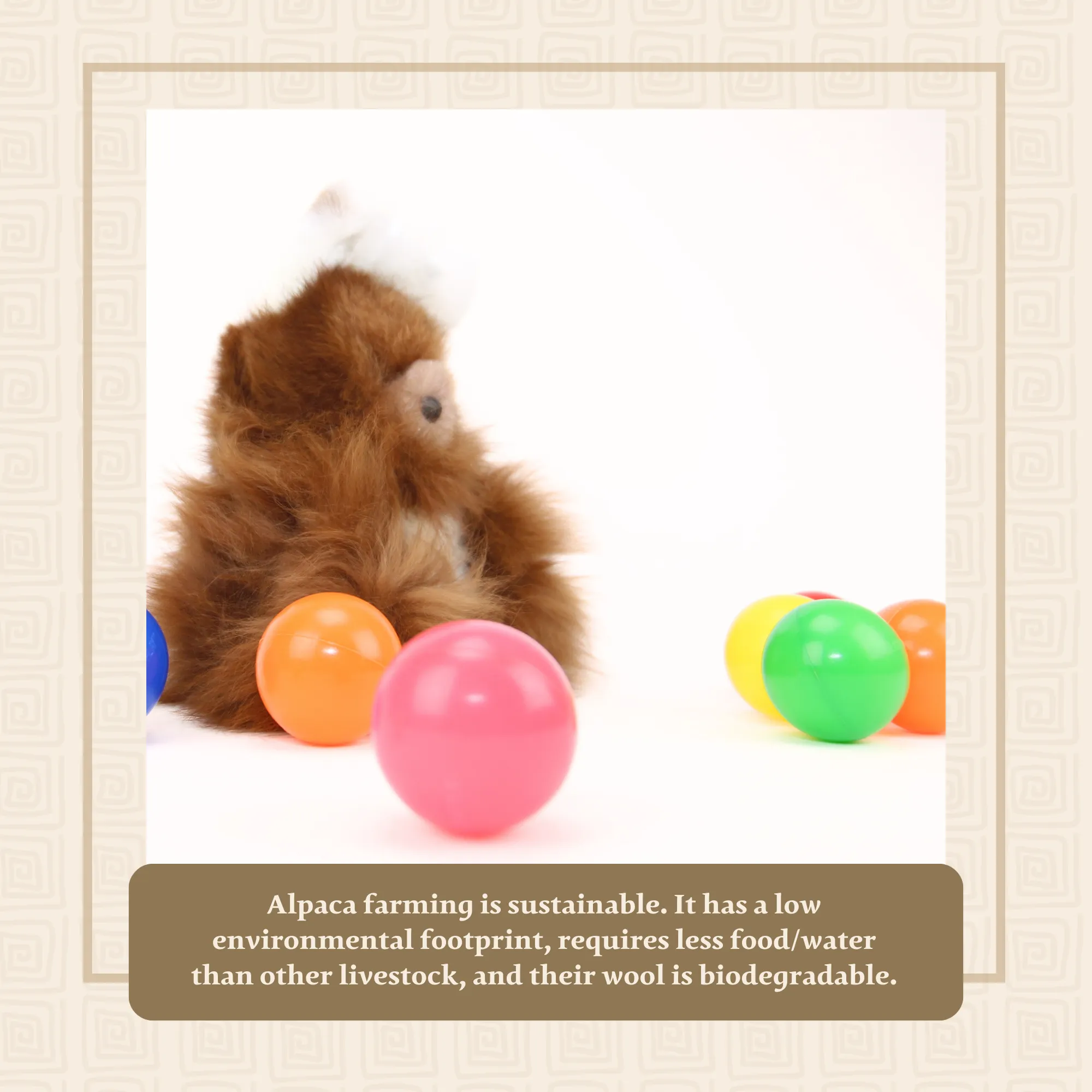 Alpaca Stuffed Bear (White & Brown Fur)