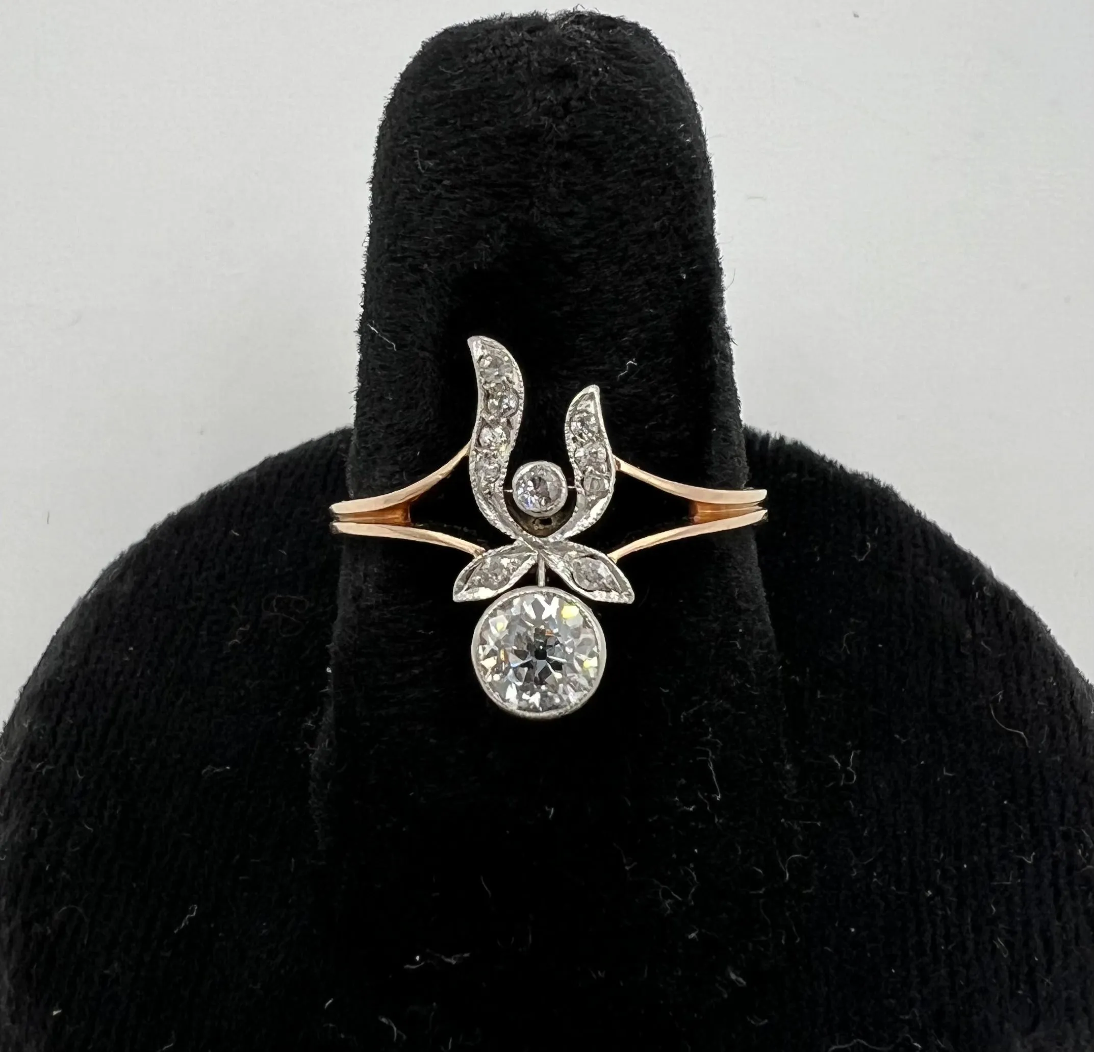 Antique Russian Diamond Yellow Gold Engagement Ring Circa 1910