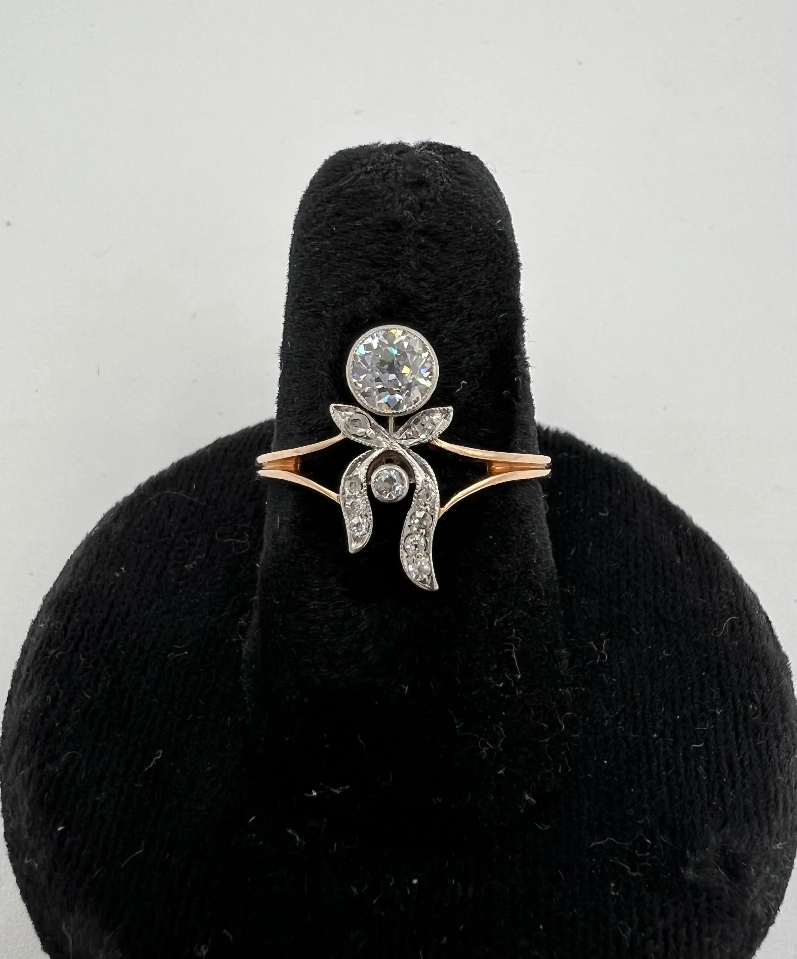 Antique Russian Diamond Yellow Gold Engagement Ring Circa 1910