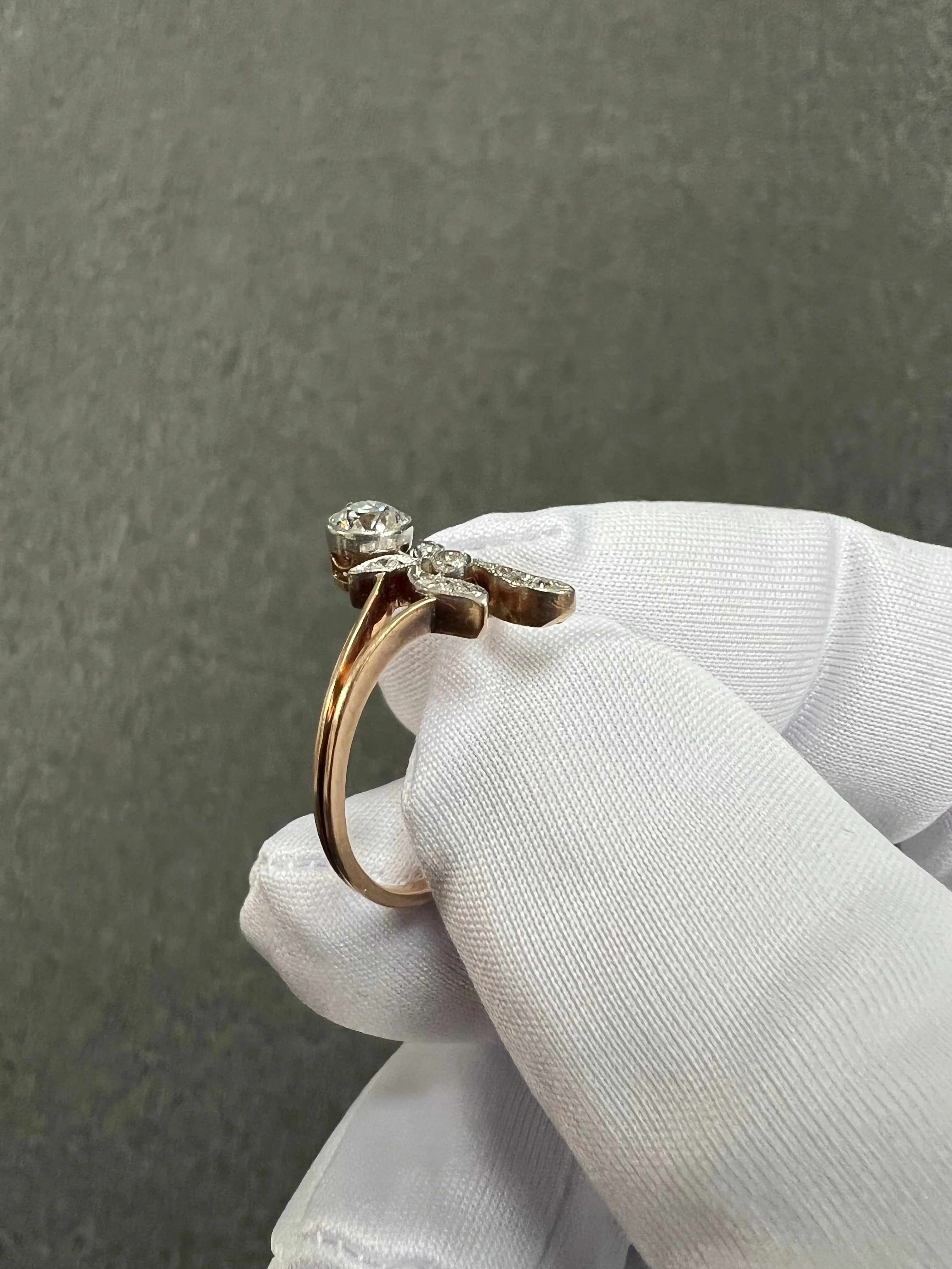 Antique Russian Diamond Yellow Gold Engagement Ring Circa 1910