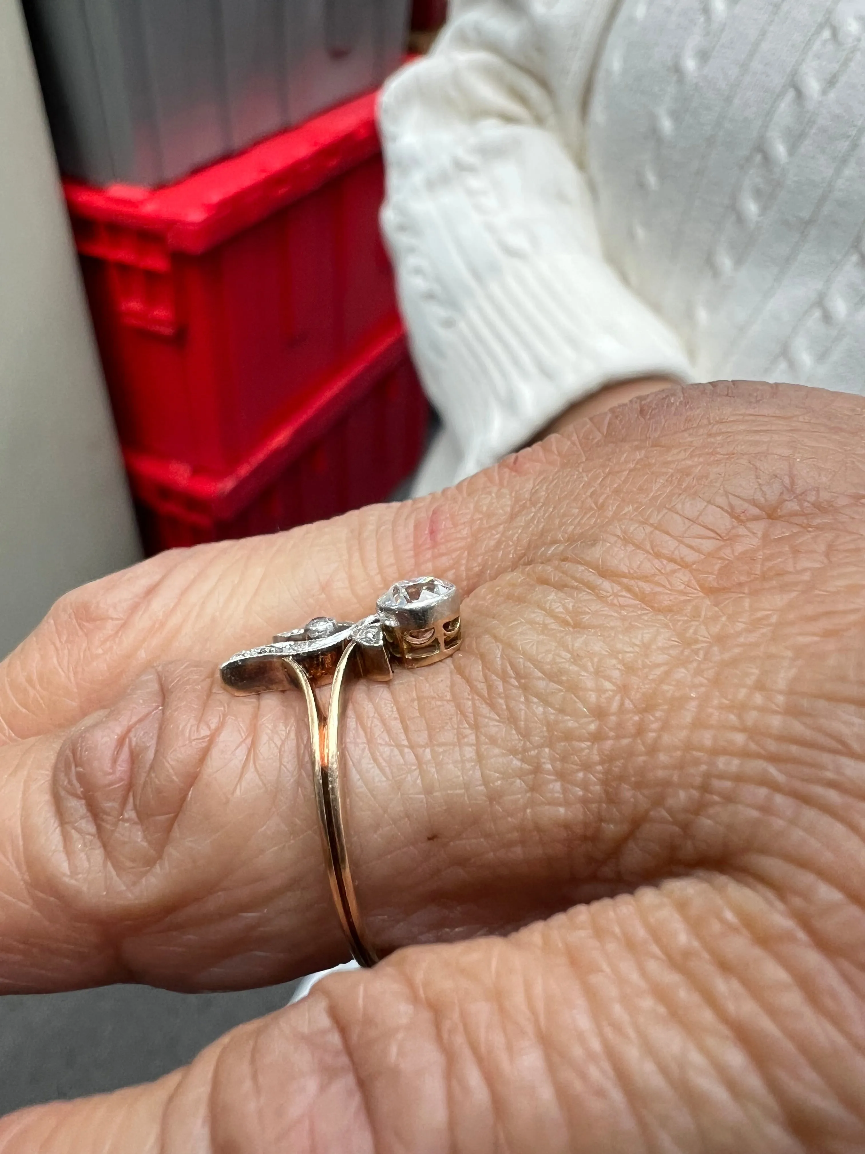 Antique Russian Diamond Yellow Gold Engagement Ring Circa 1910