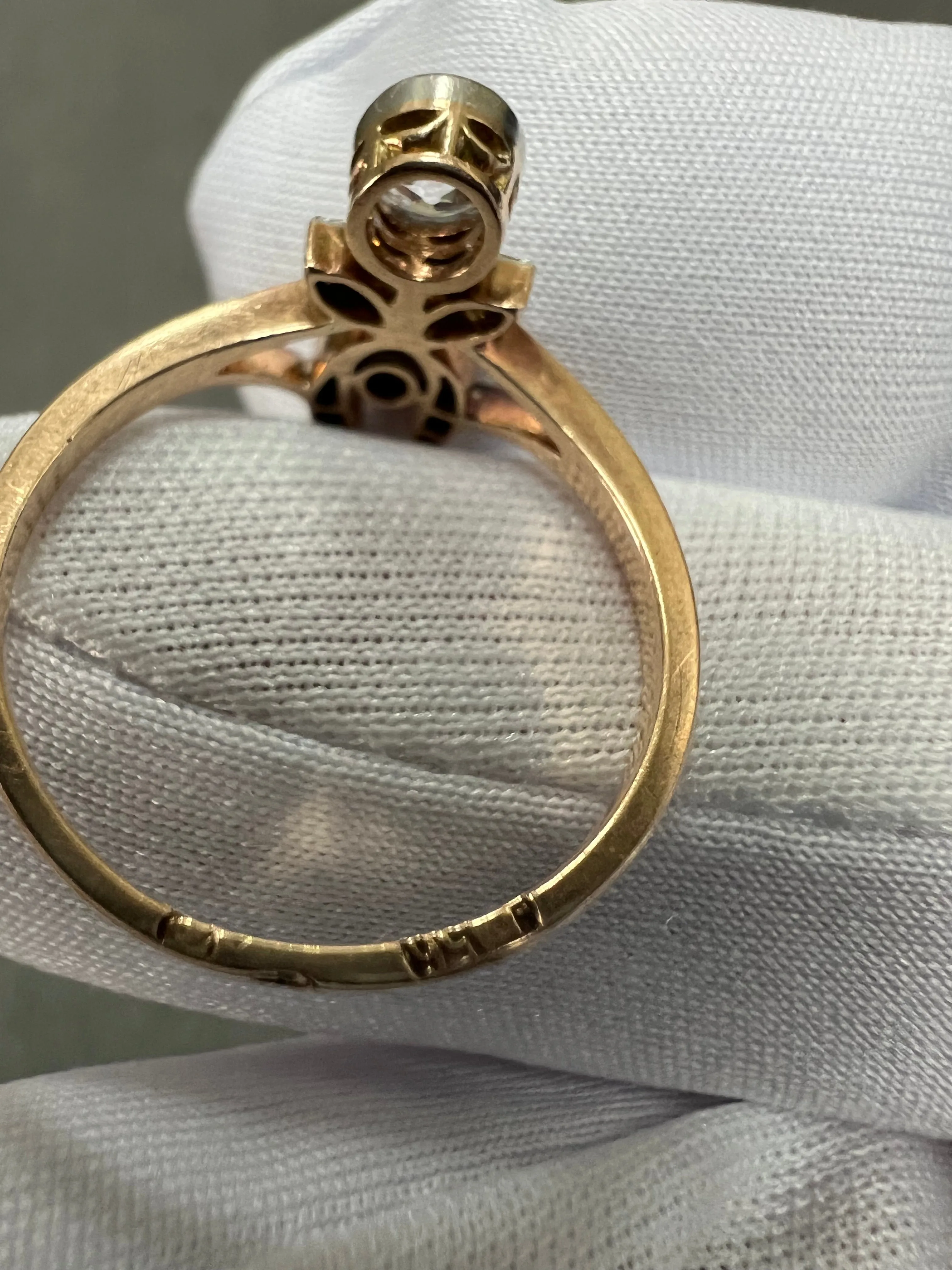 Antique Russian Diamond Yellow Gold Engagement Ring Circa 1910