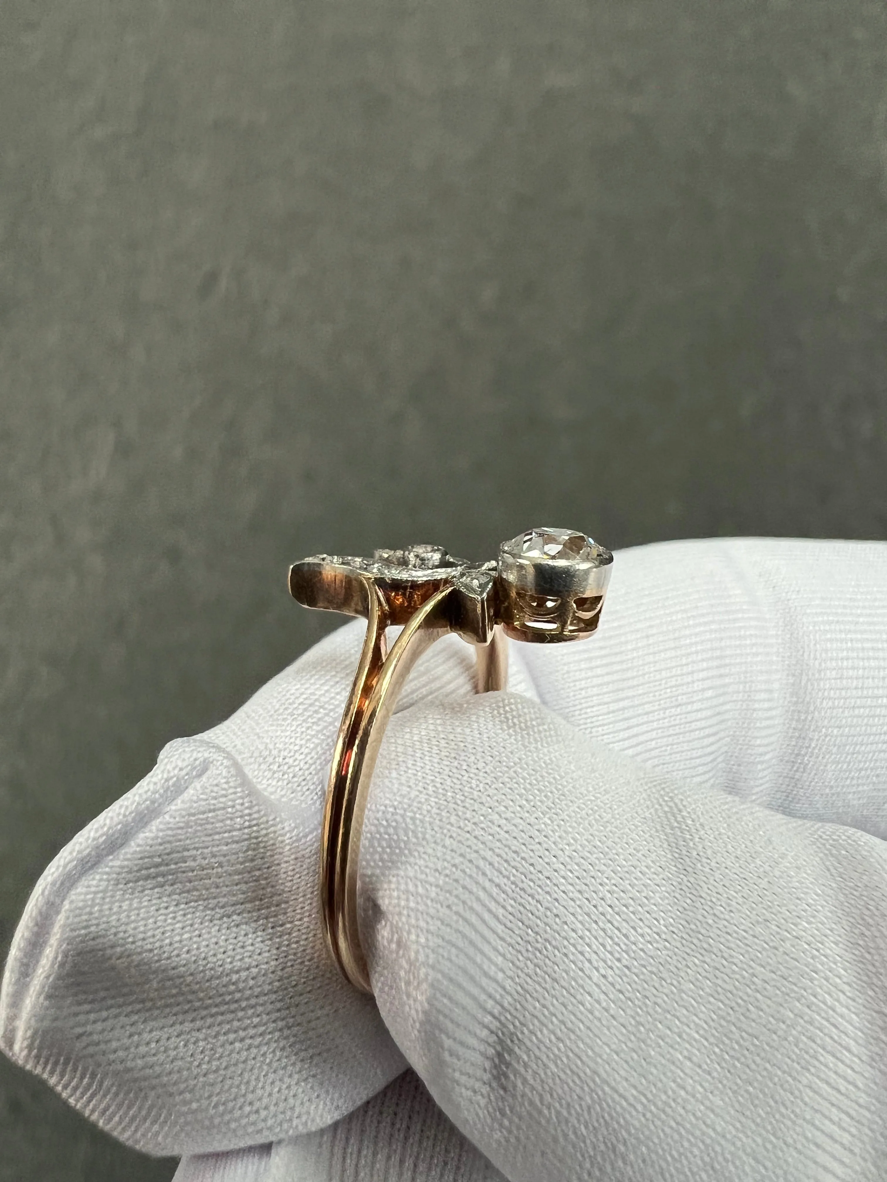 Antique Russian Diamond Yellow Gold Engagement Ring Circa 1910