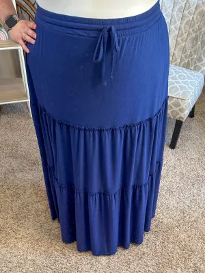 Around the Town Tiered Maxi Skirt - Light Navy