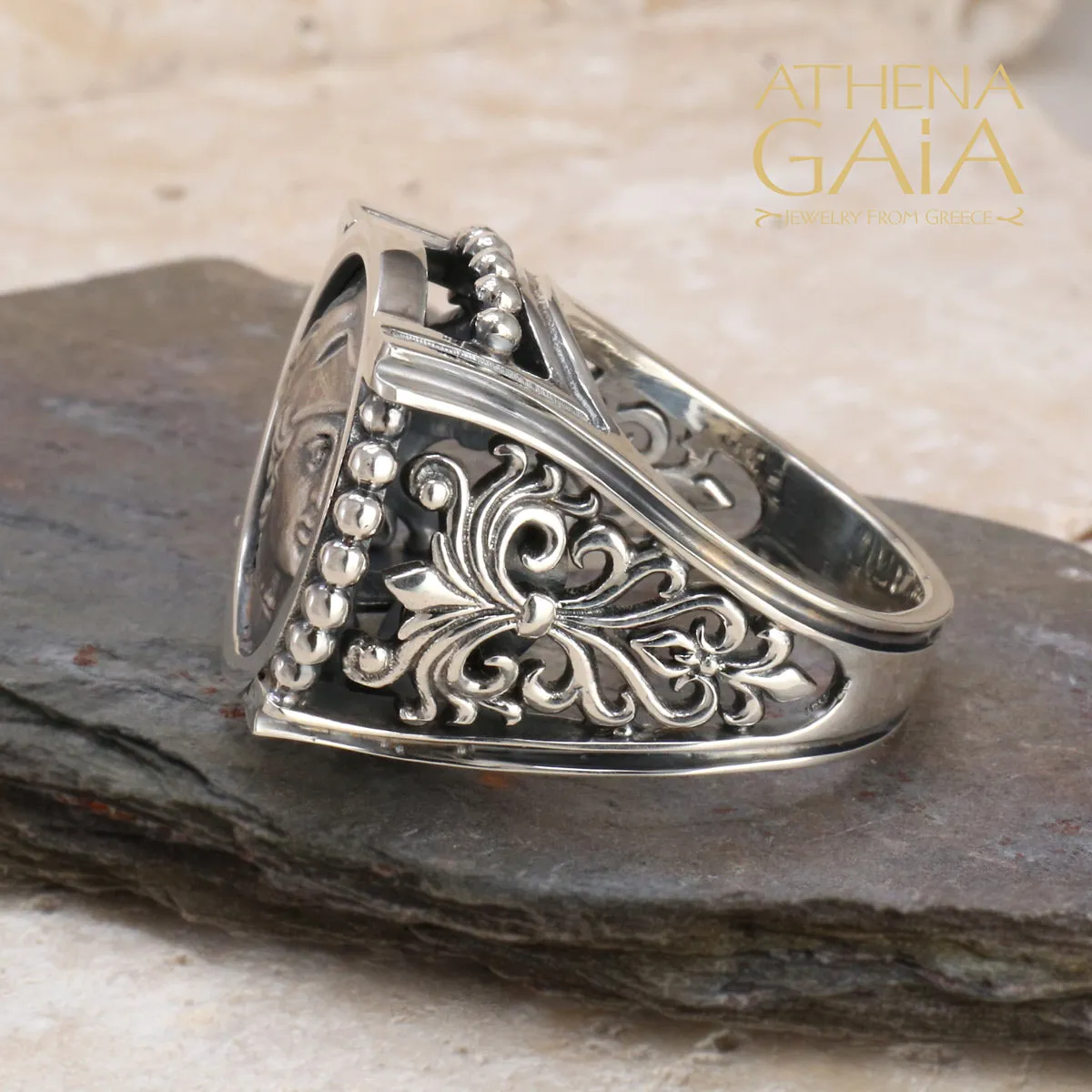 Athena Silver Coin Ring
