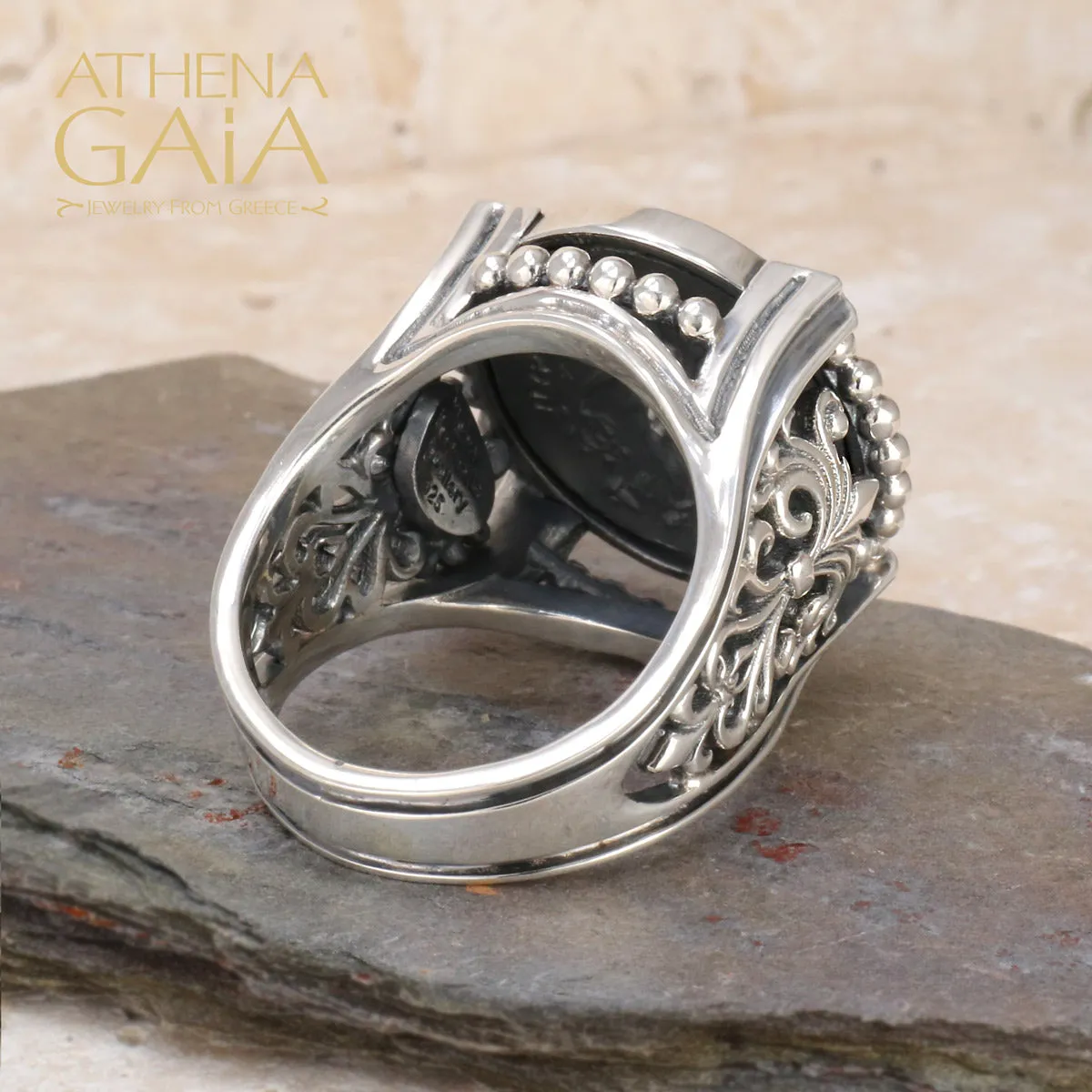 Athena Silver Coin Ring