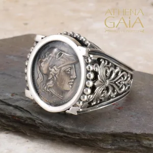 Athena Silver Coin Ring