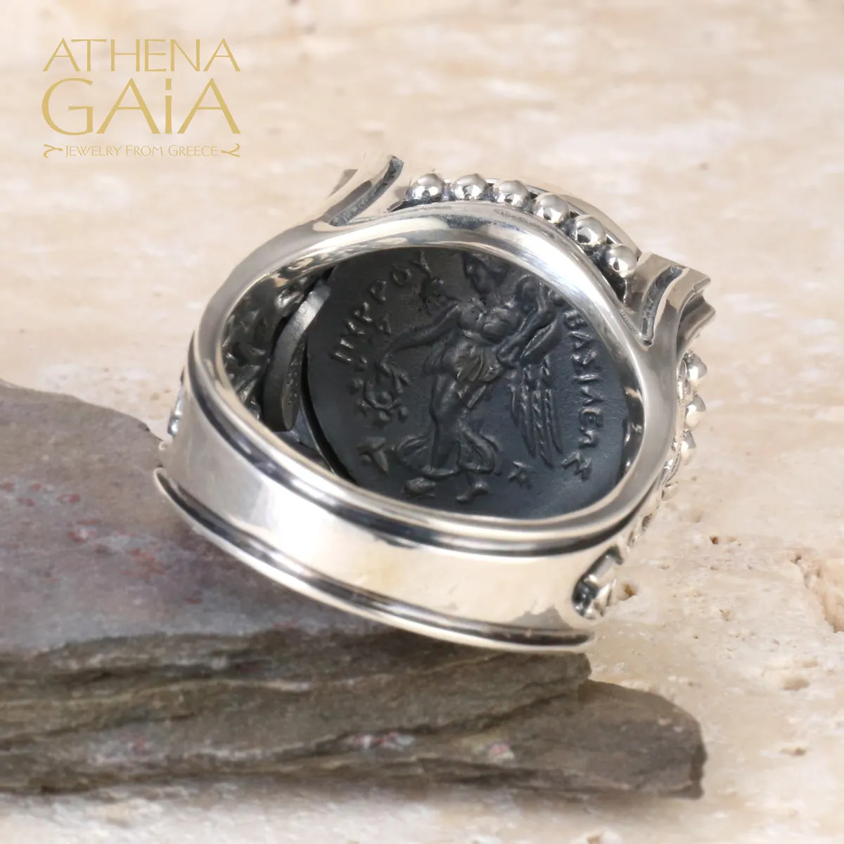 Athena Silver Coin Ring